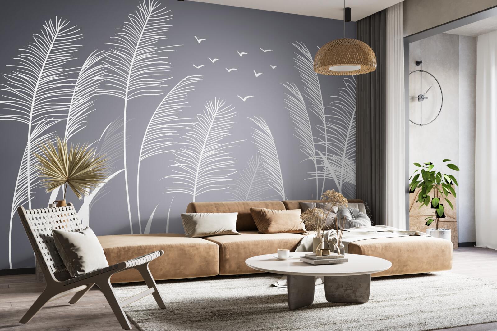 Papier peint sous les tropiques, le vent fait tomber les oiseaux de leurs branches
