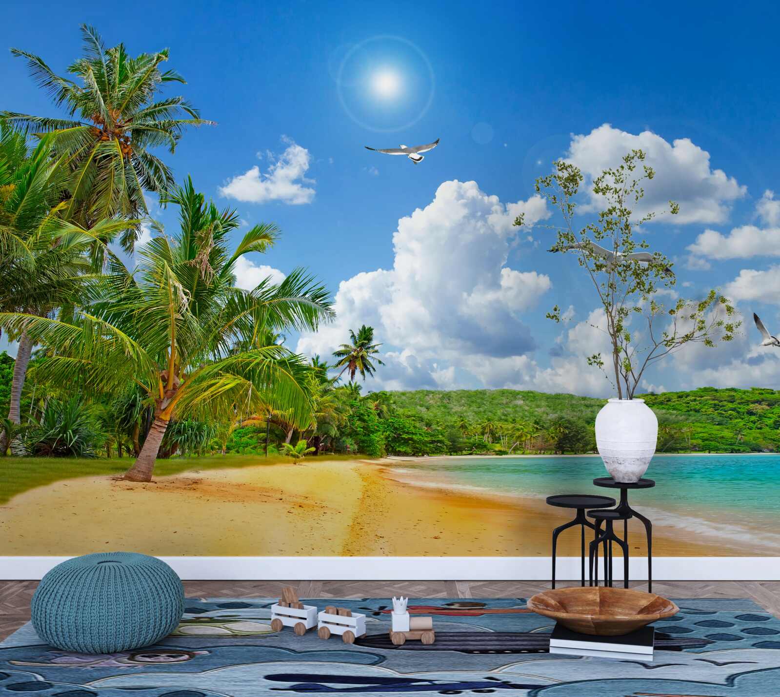 Papier peint plage tropicale en bord de mer, comme au paradis