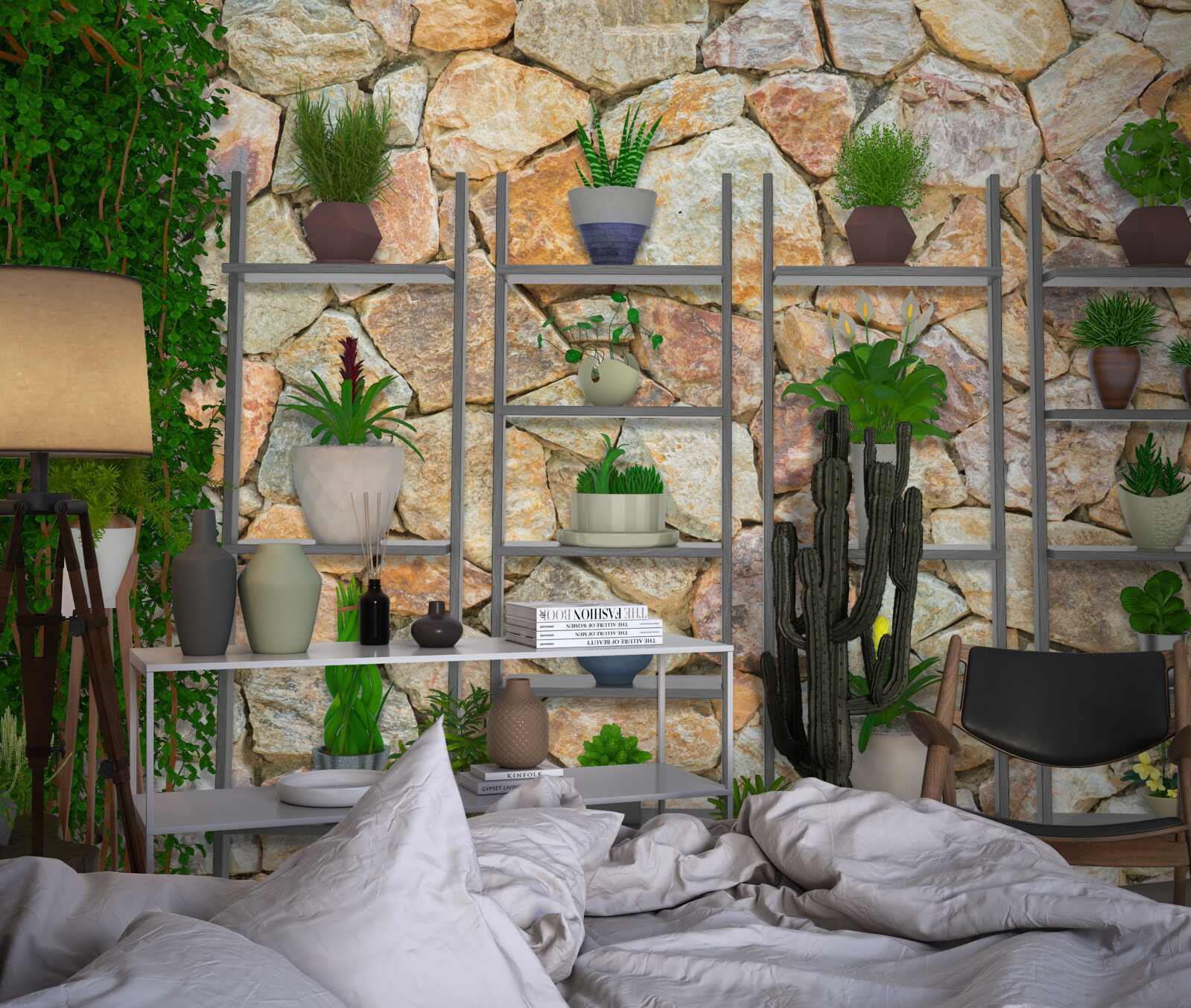 Papier peint les plantes vertes dans l'architecture d'intérieur