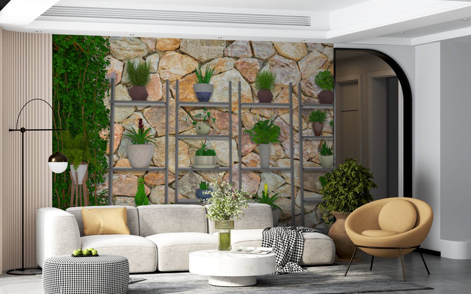 Papier peint les plantes vertes dans l'architecture d'intérieur