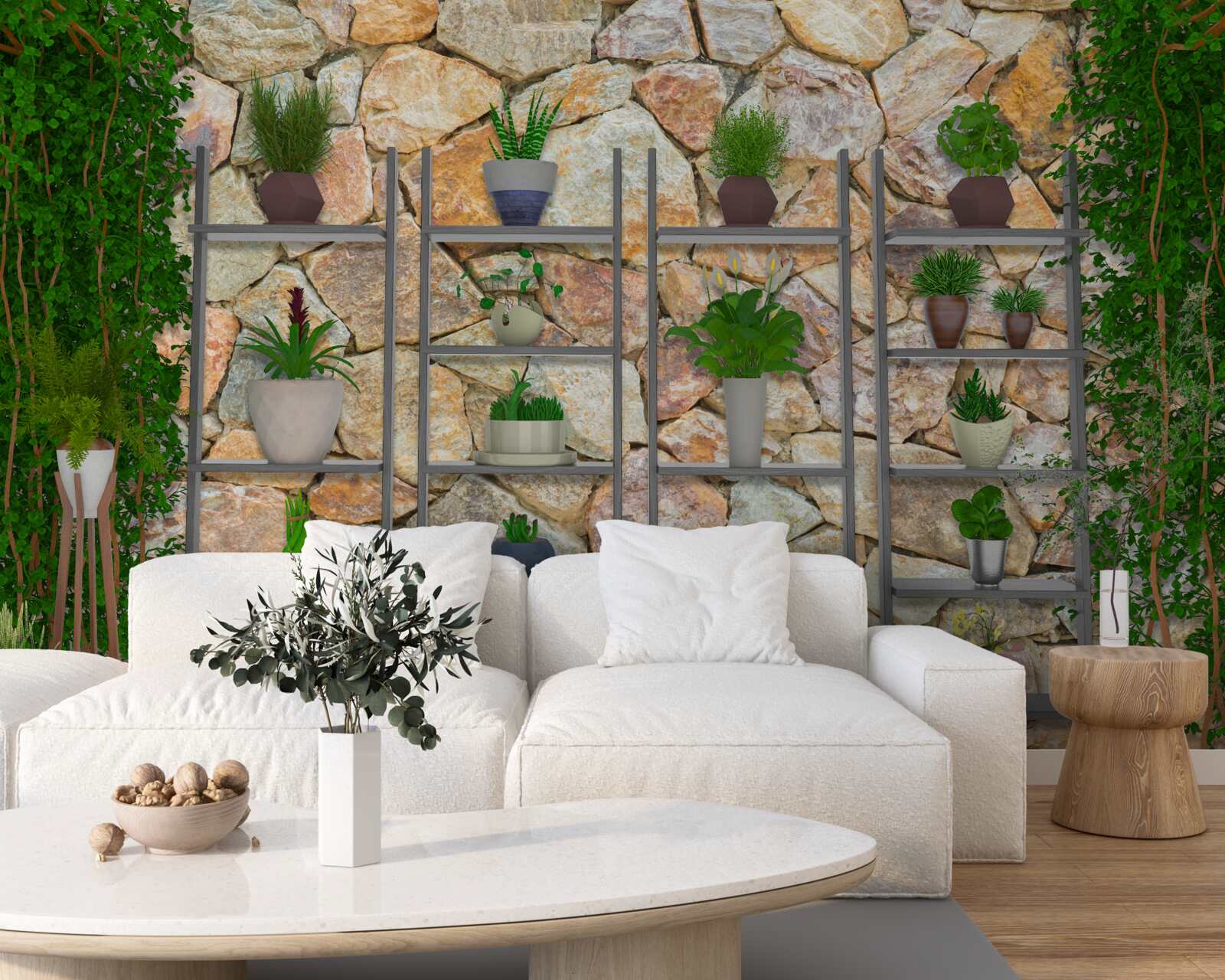 Papier peint les plantes vertes dans l'architecture d'intérieur