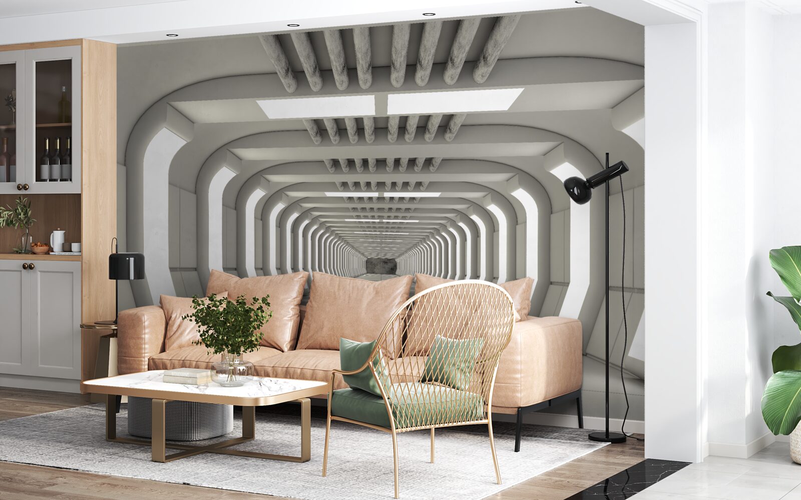 Papier peint style tunnel moderne