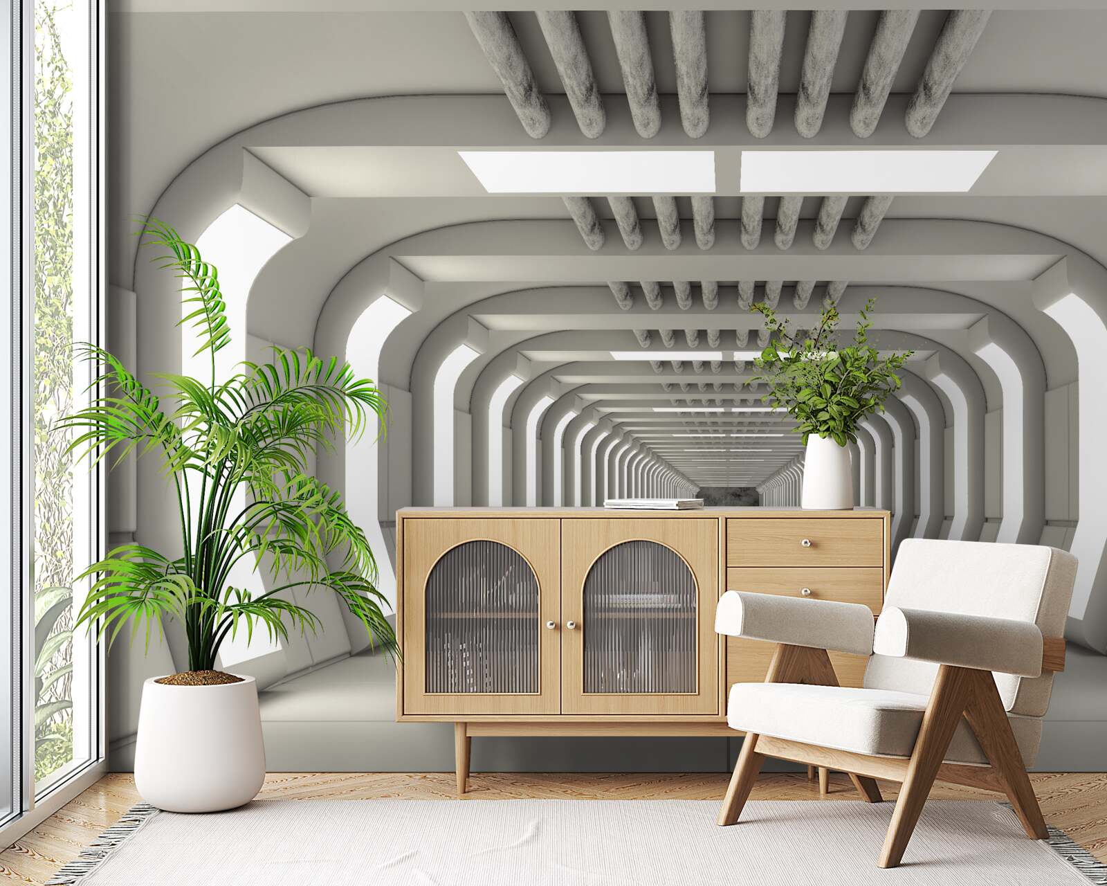 Papier peint style tunnel moderne