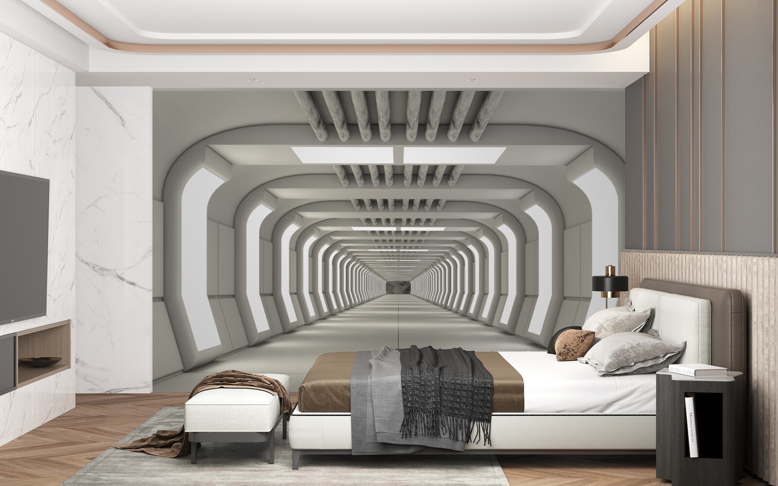 Papier peint style tunnel moderne