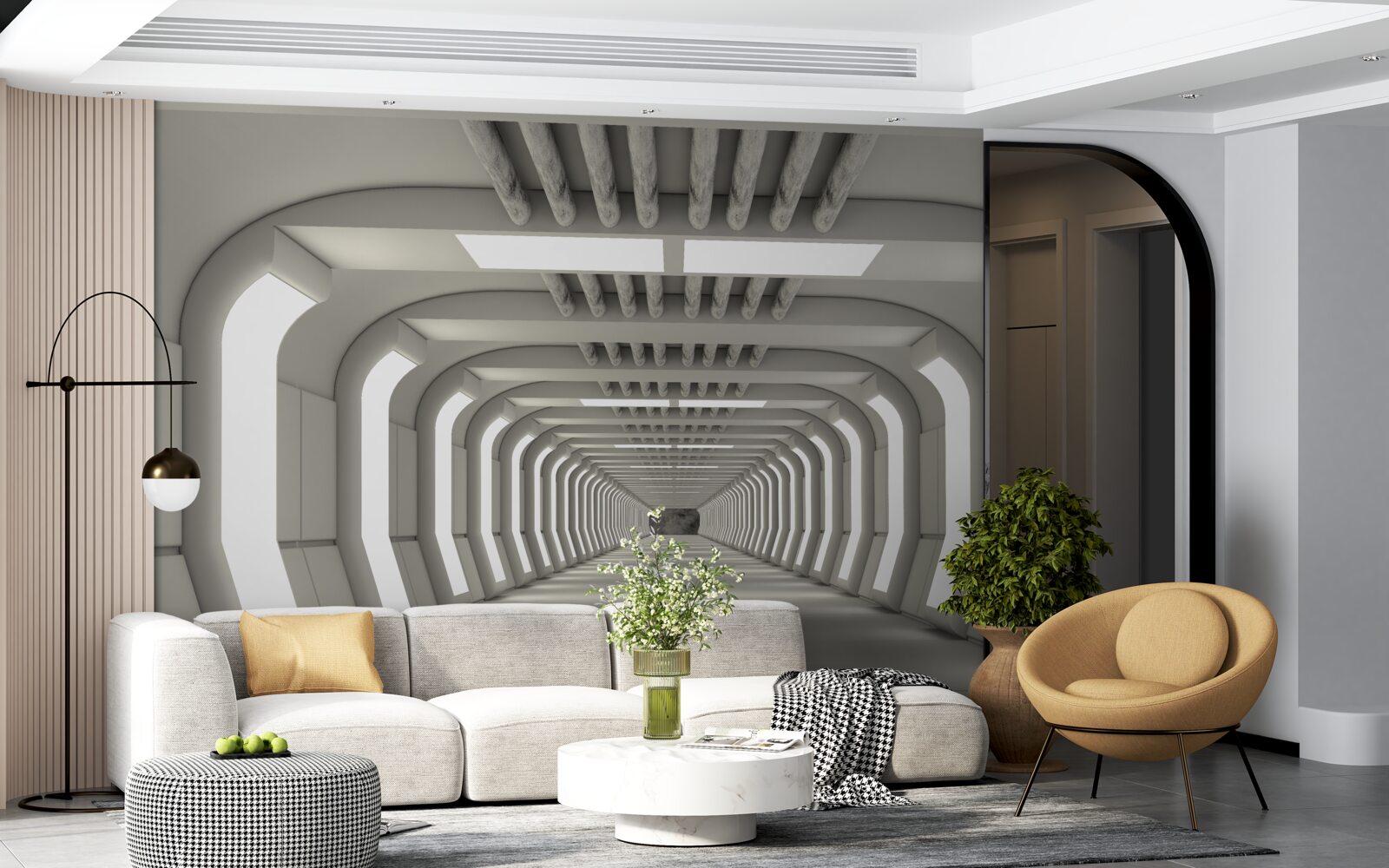 Papier peint style tunnel moderne