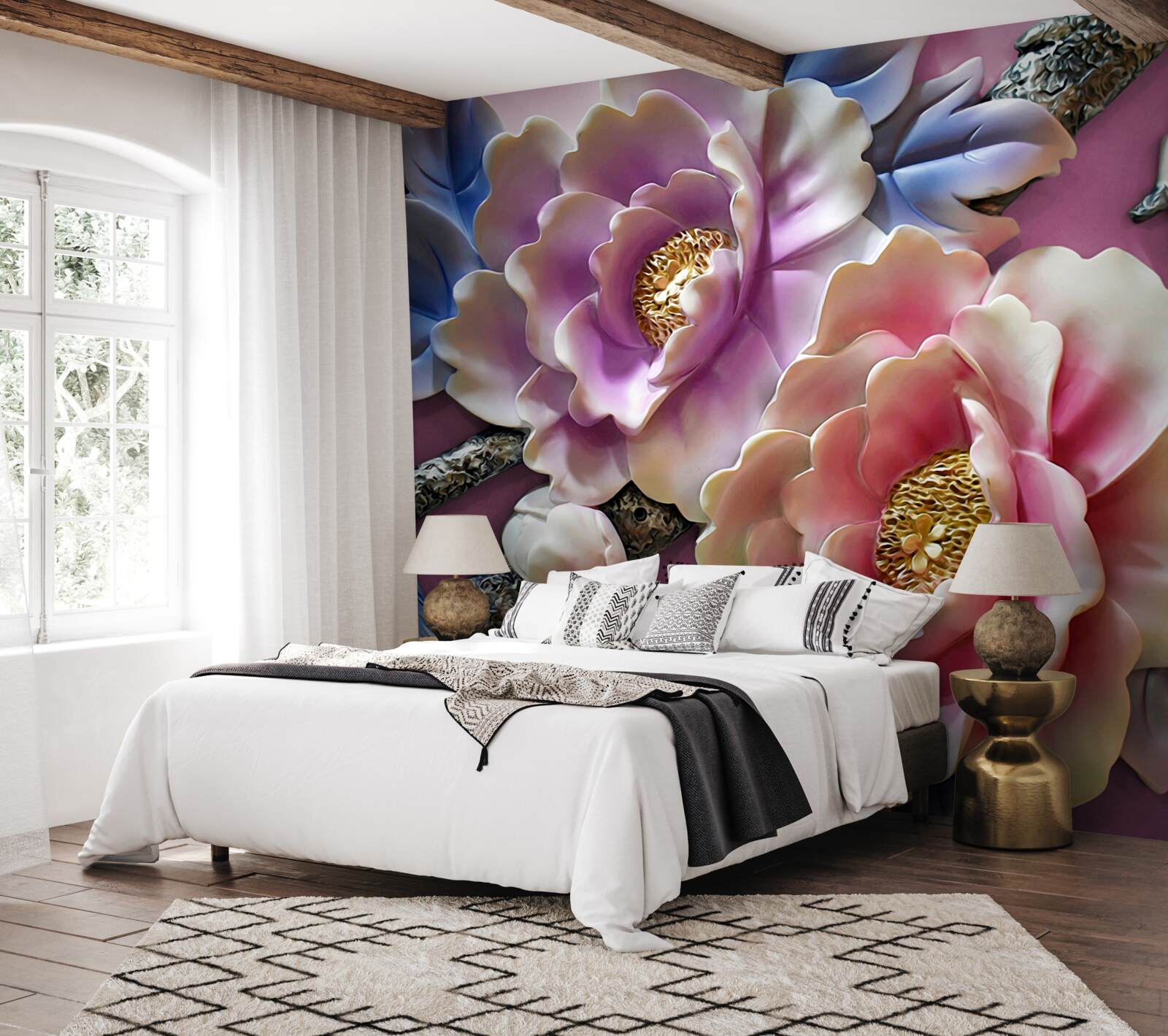 Papier peint des fleurs tranquilles et gracieuses