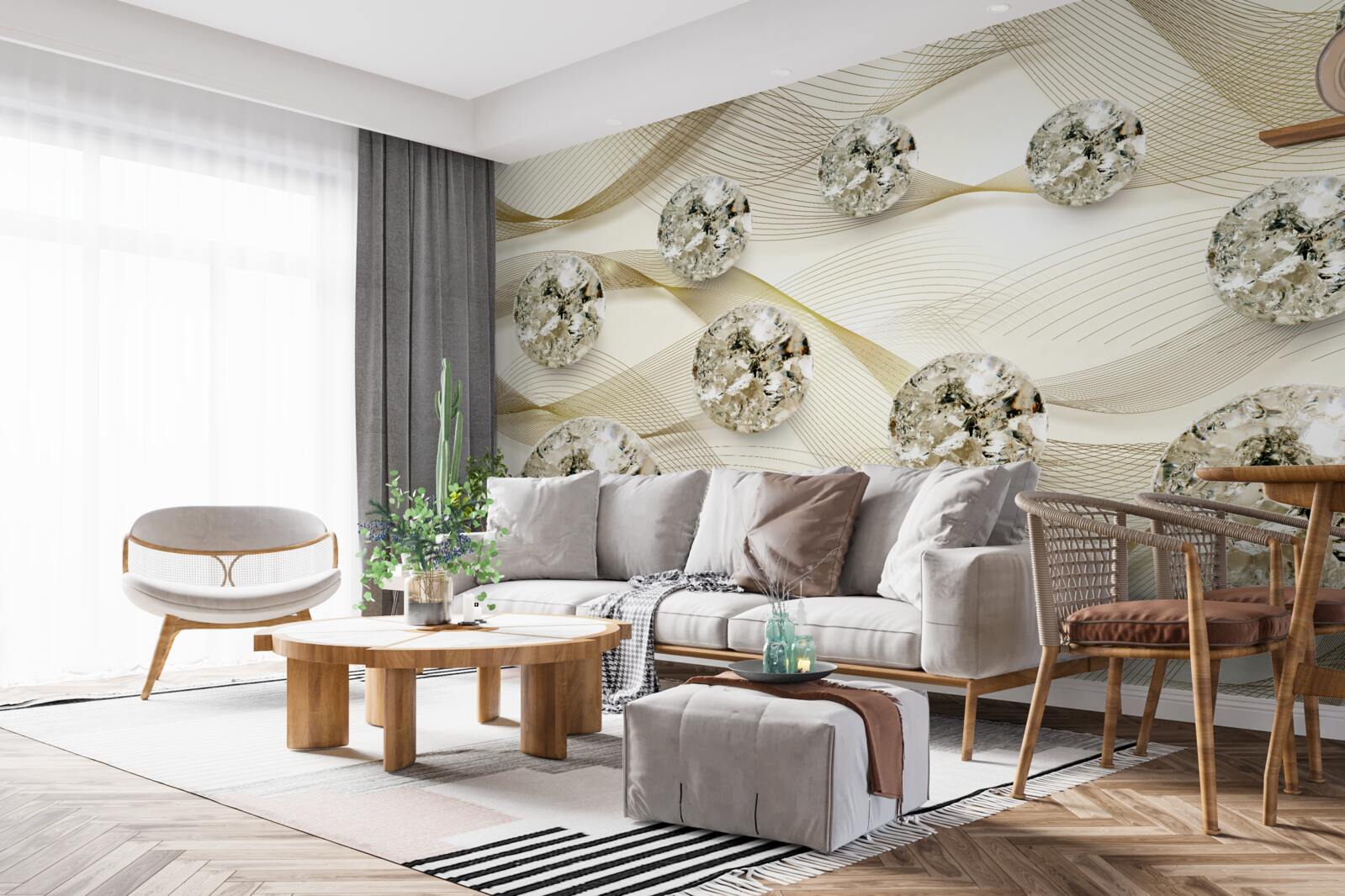 Papier peint délicats articles en soie décorés de diamants