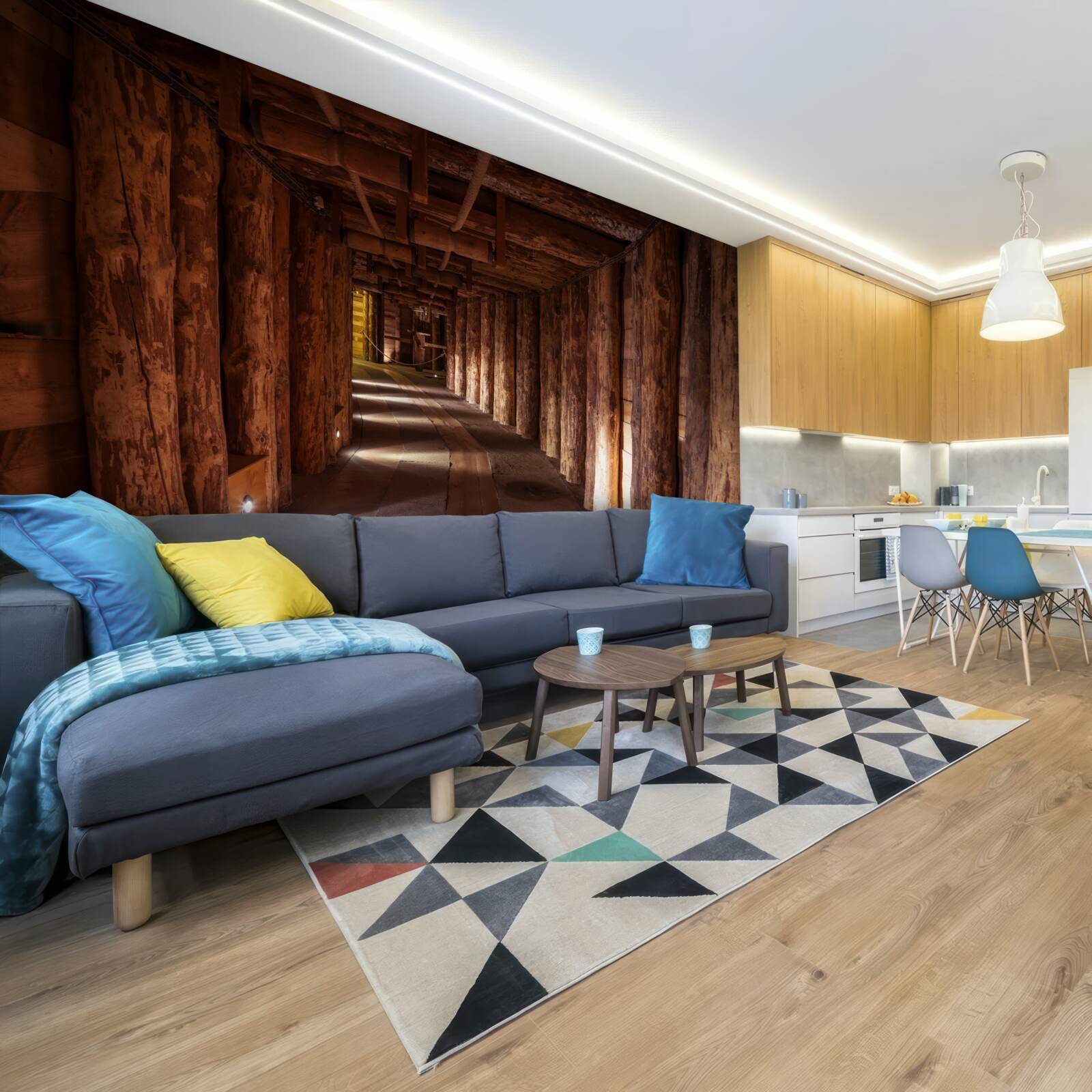 Papier peint couloir souterrain en bois