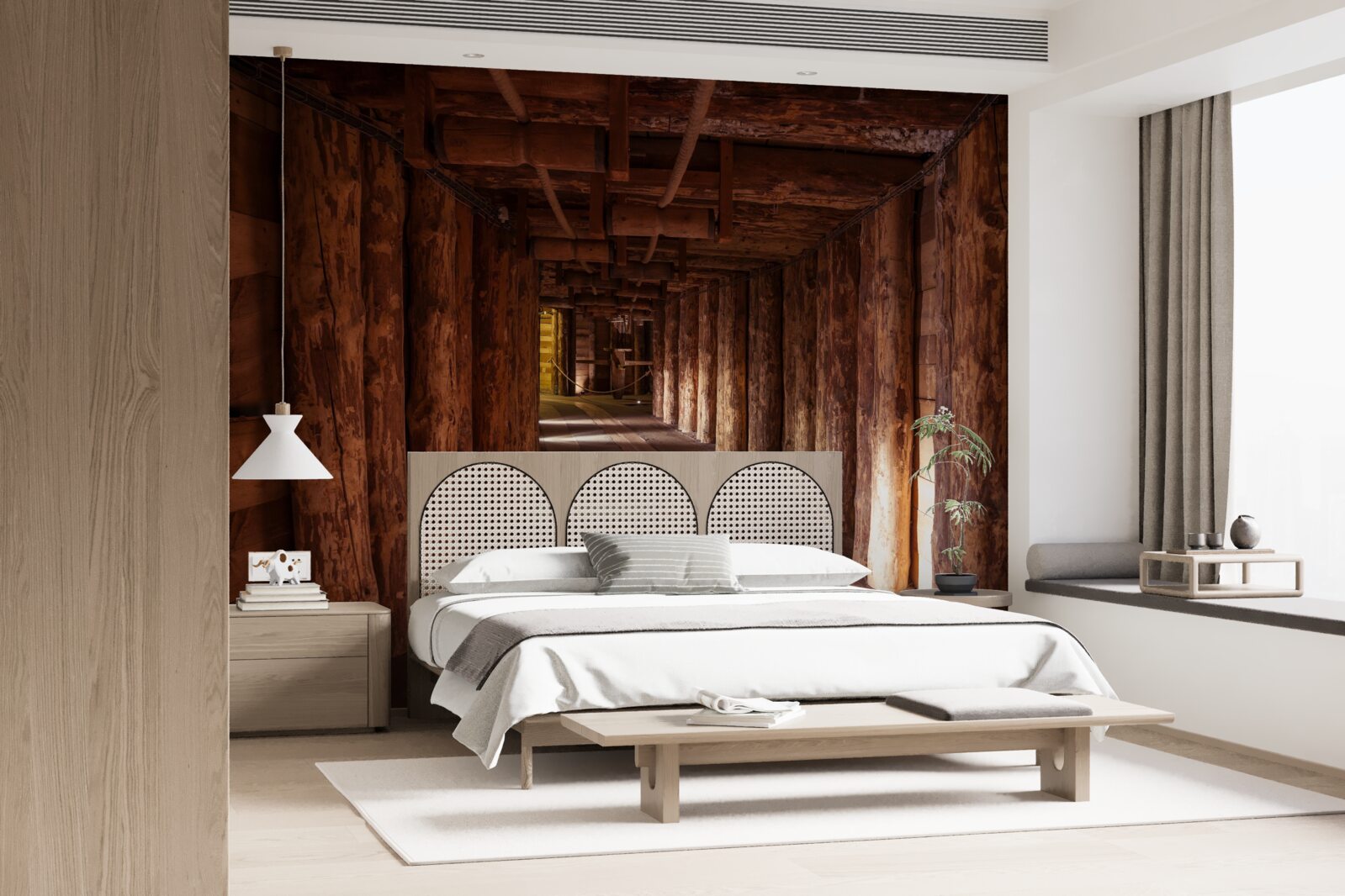 Papier peint couloir souterrain en bois