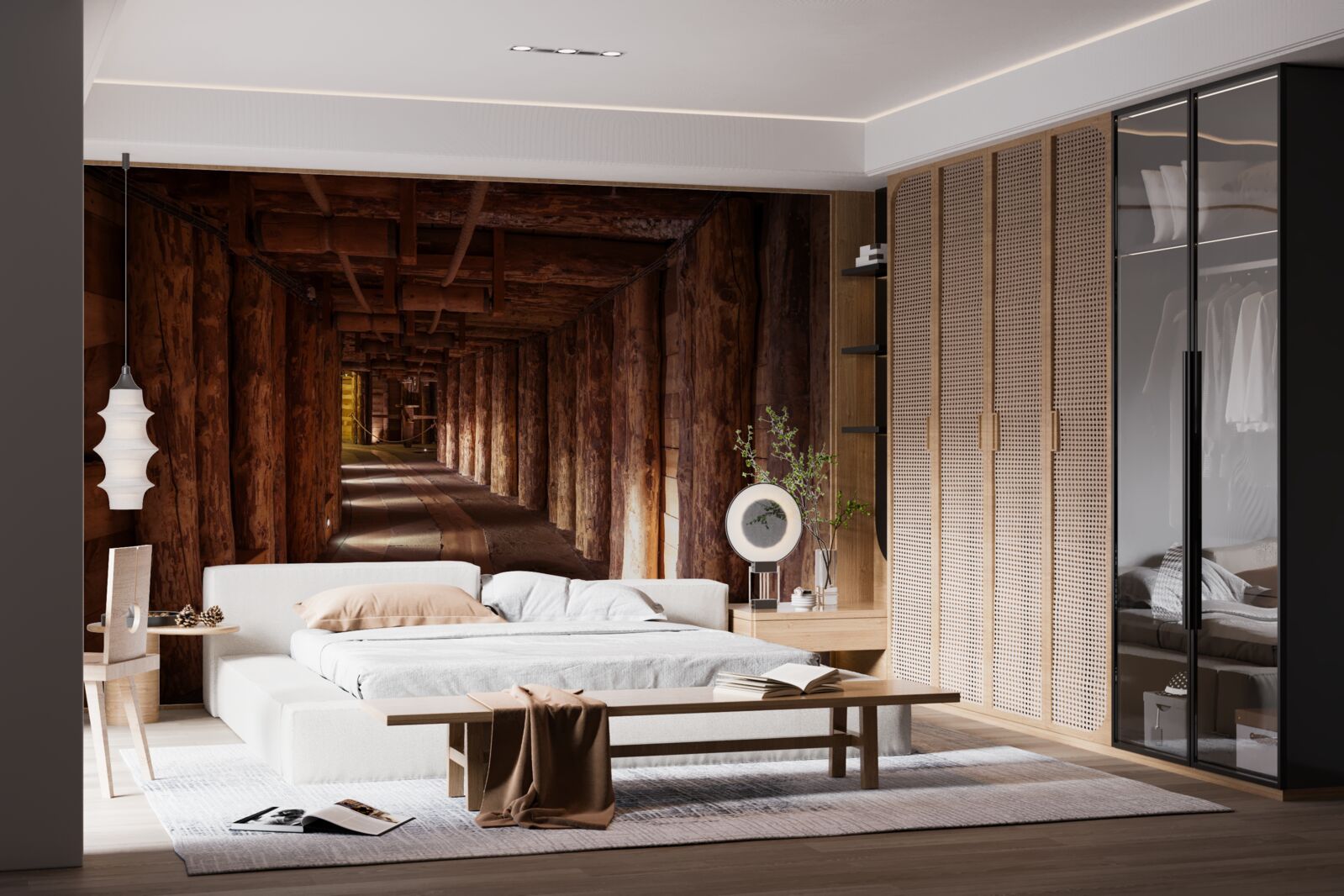 Papier peint couloir souterrain en bois