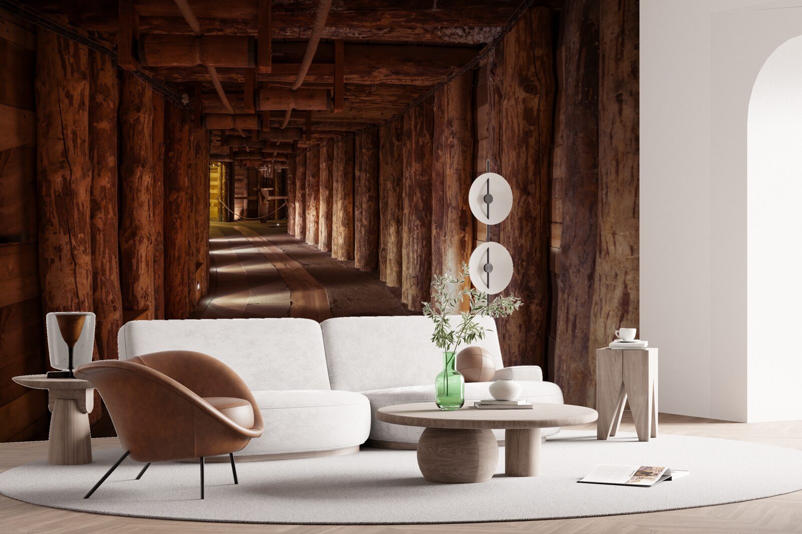Papier peint couloir souterrain en bois