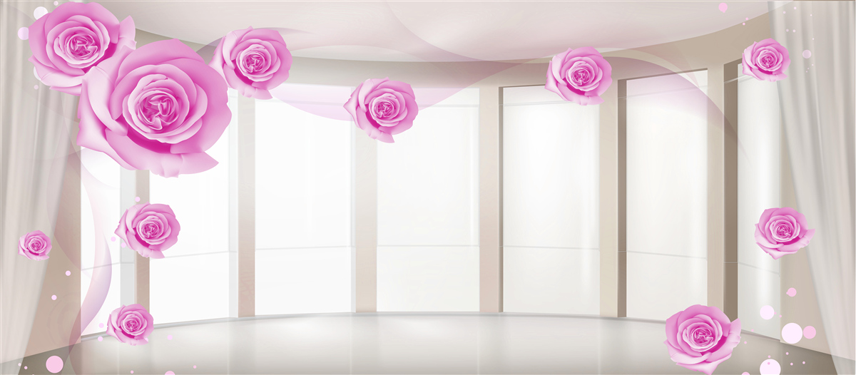 Papier peint des roses roses ont fleuri sur le grand balcon