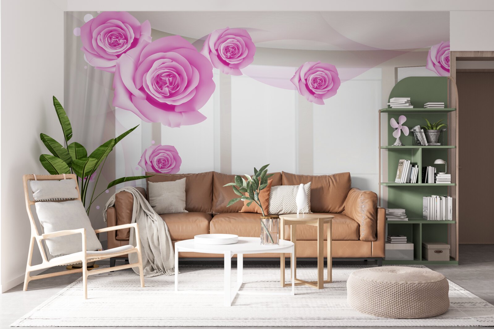 Papier peint des roses roses ont fleuri sur le grand balcon