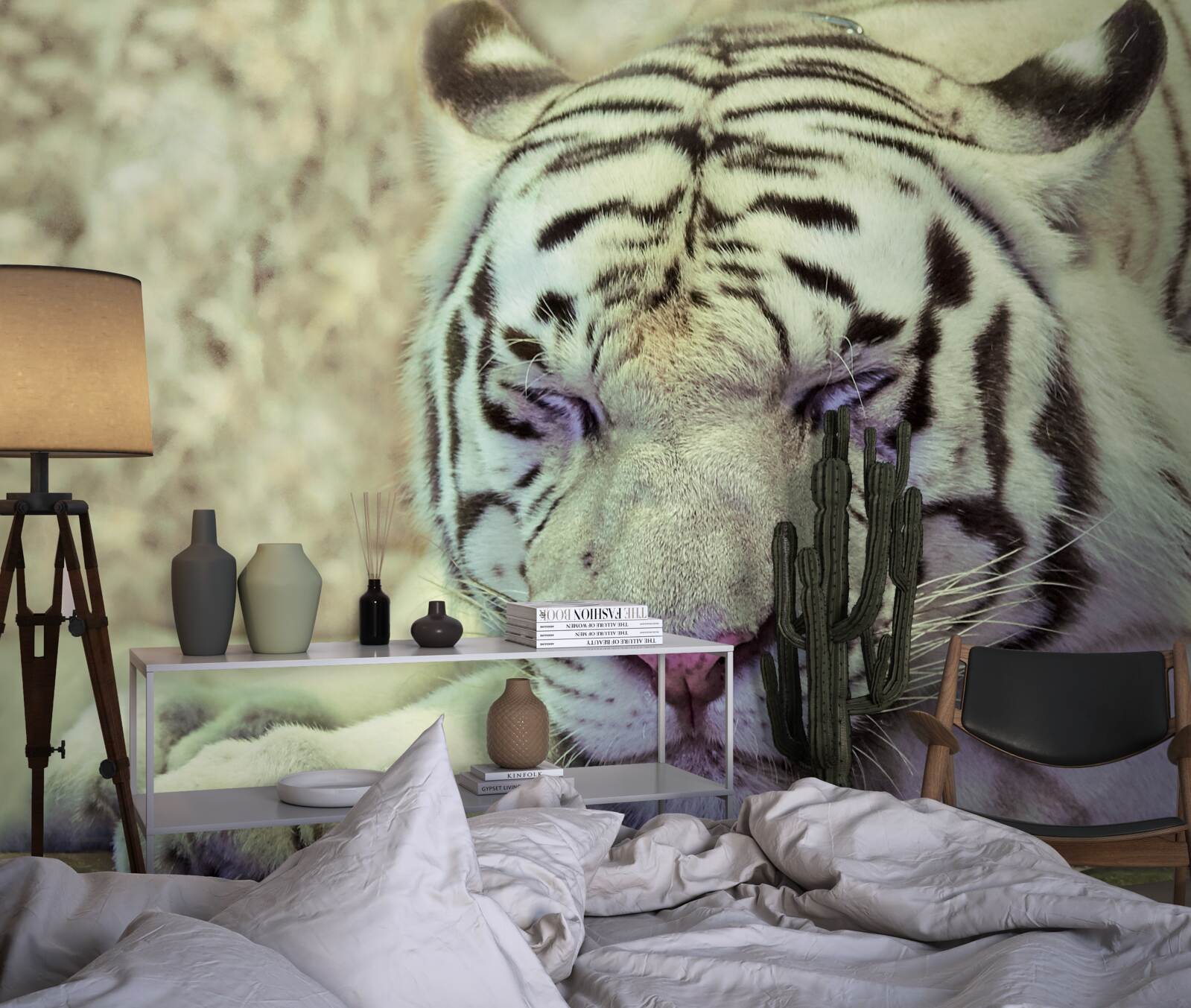 Papier peint tigre blanc dans un état de rêve