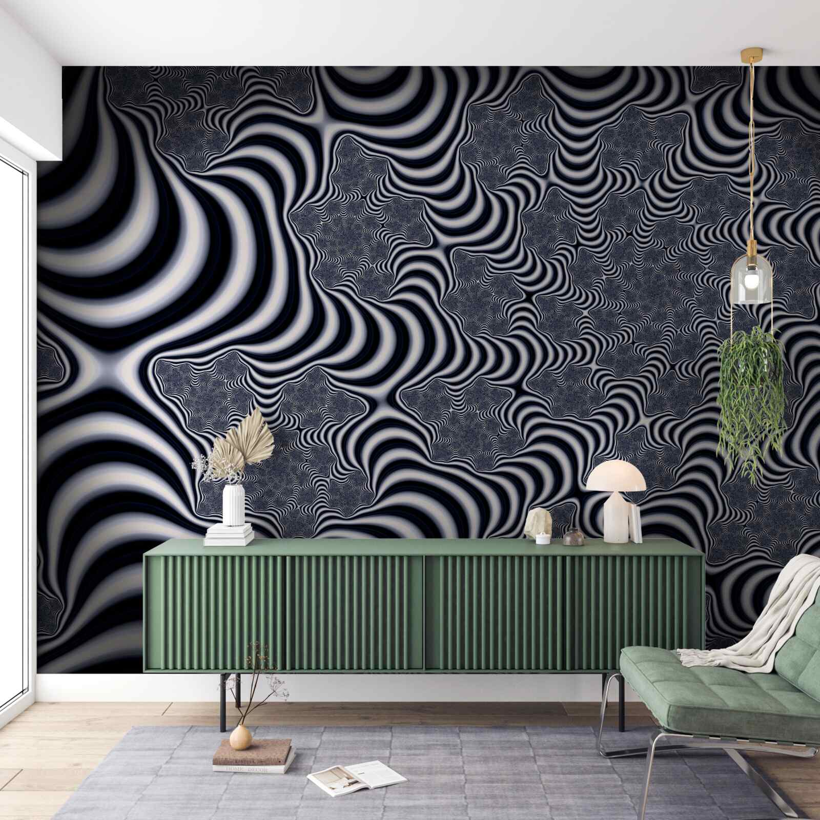 Papier peint tubes avec sangles s'étendant sur une certaine distance