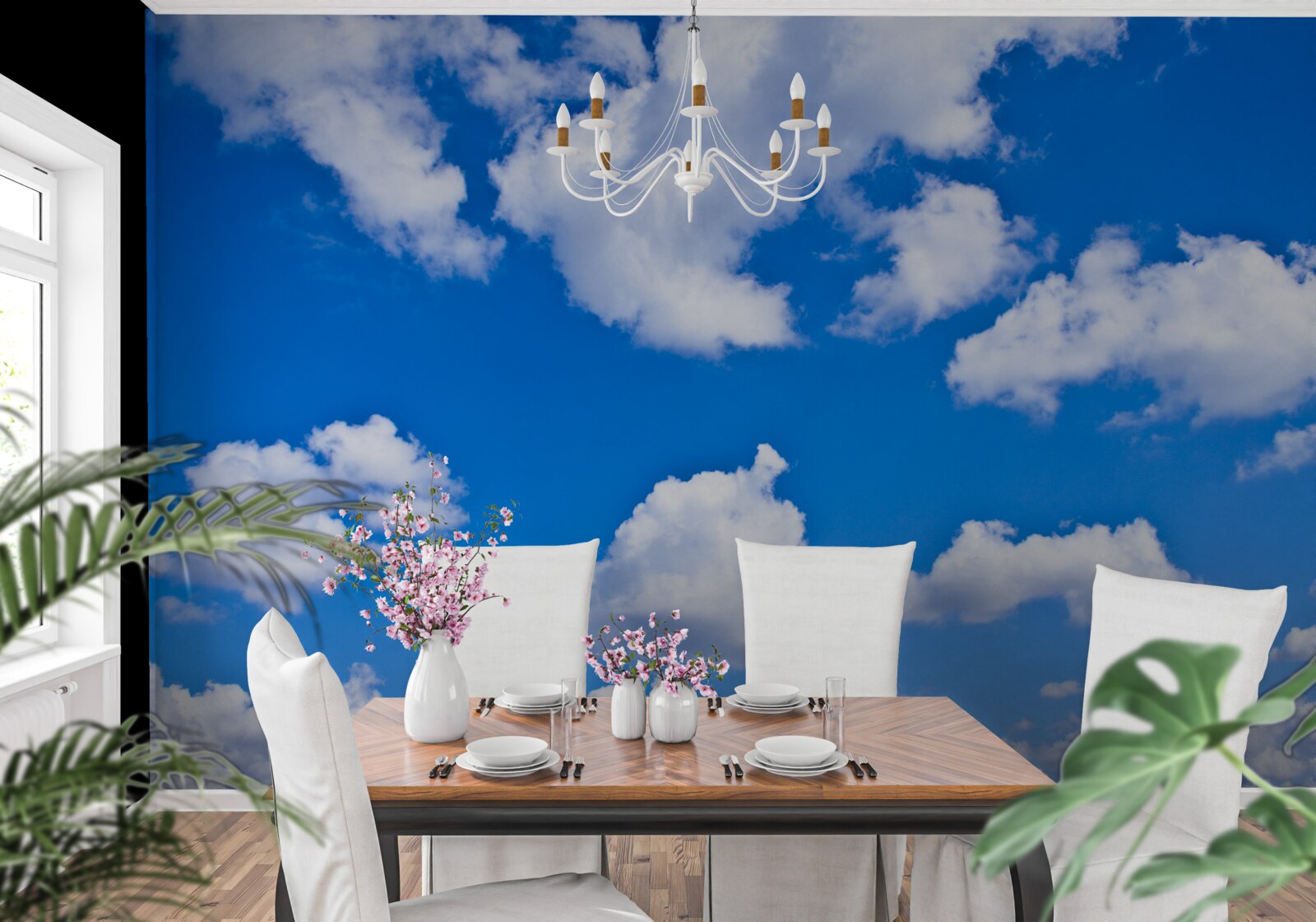 Papier peint nuages flottant dans le ciel bleu