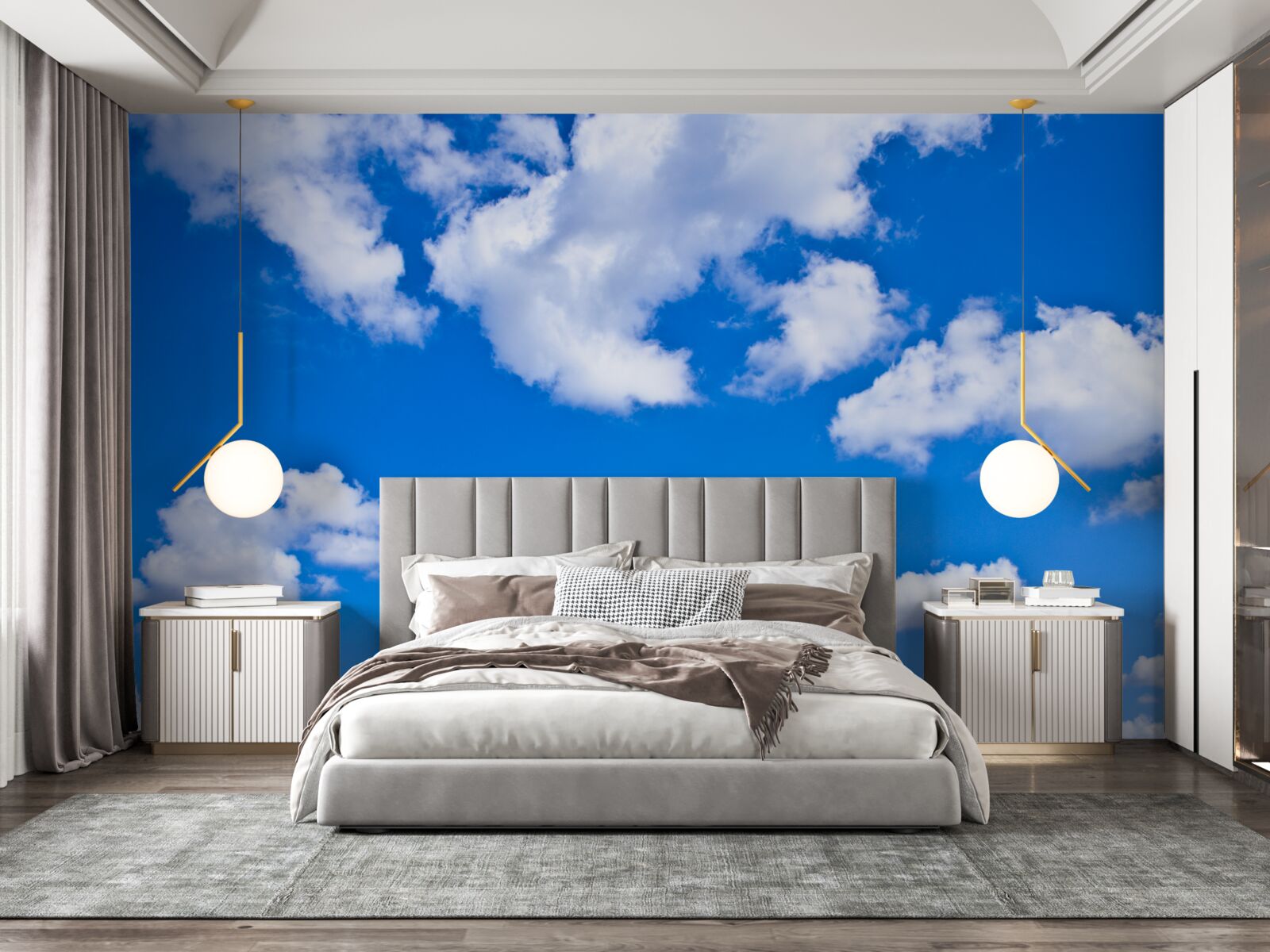 Papier peint nuages flottant dans le ciel bleu