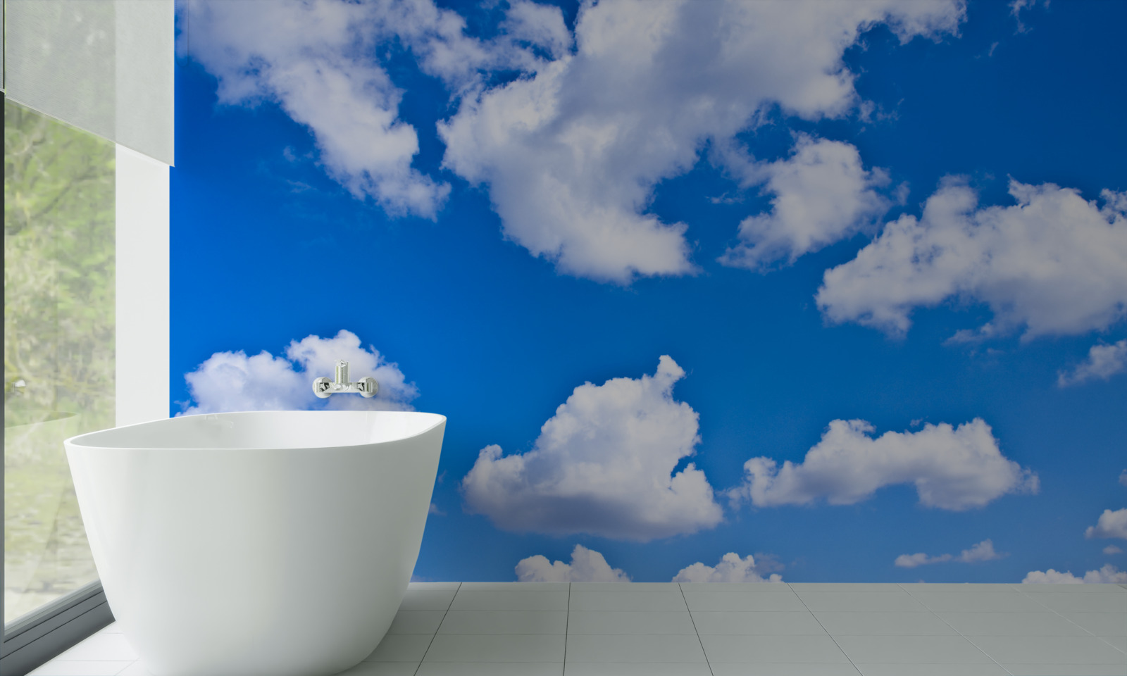 Papier peint nuages flottant dans le ciel bleu