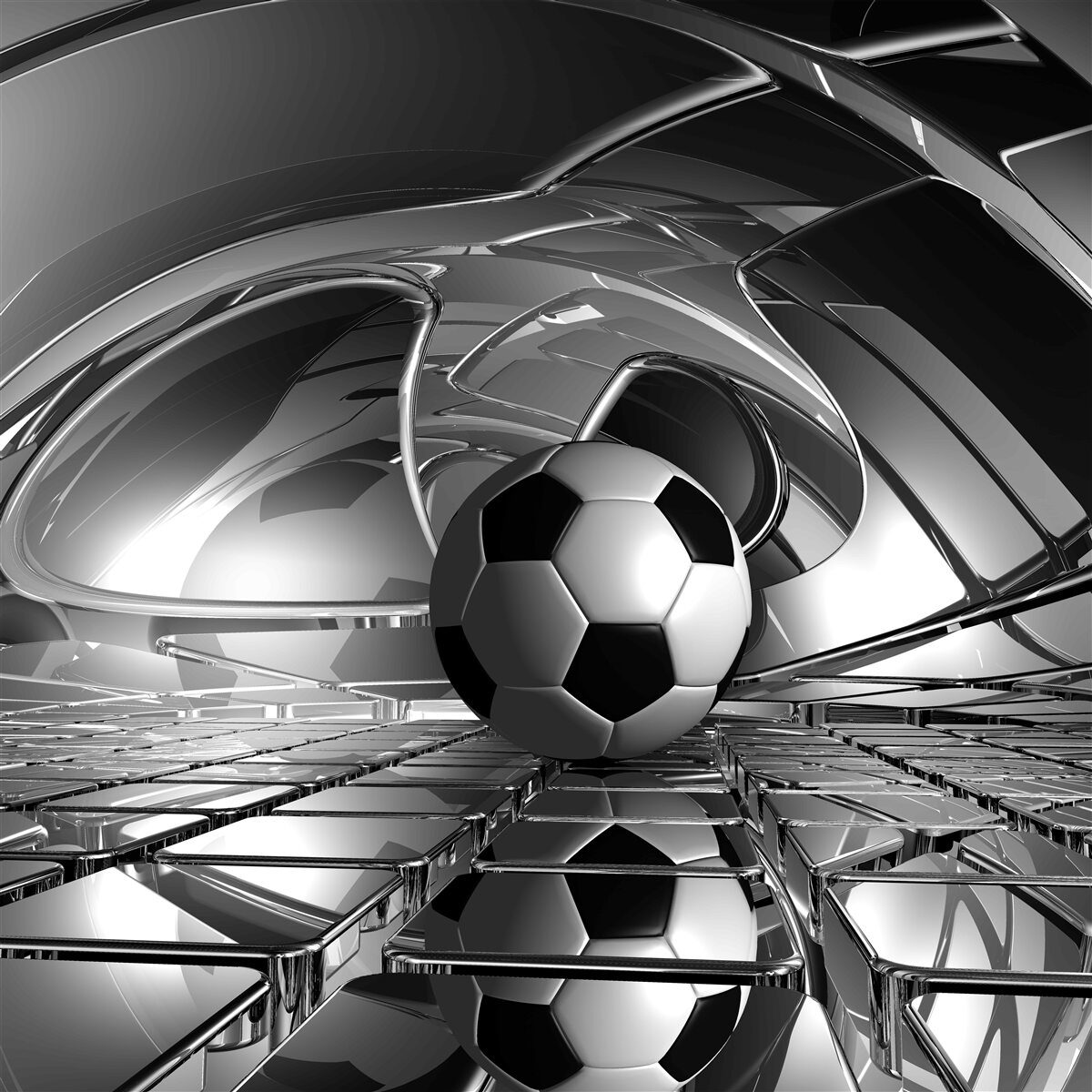 Papier peint football sur une surface en verre