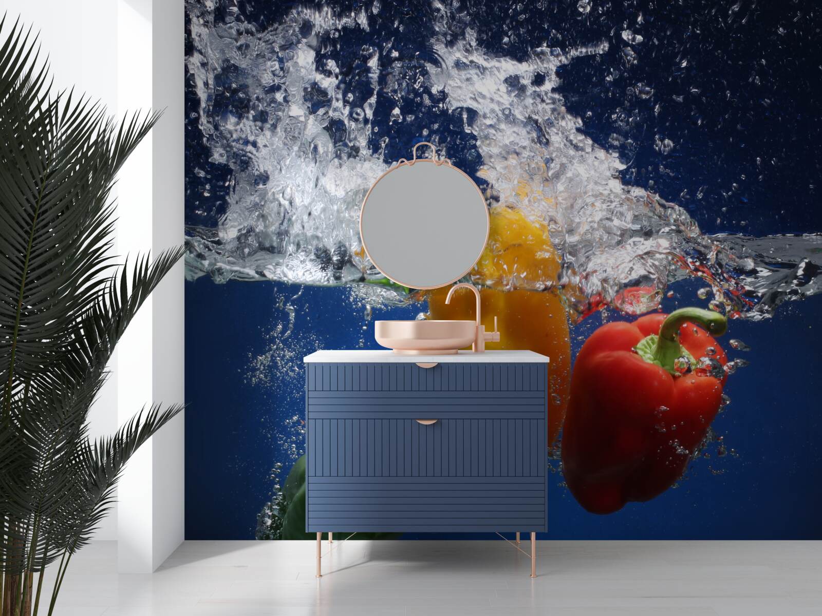 Papier peint poivrons sous l'eau courante