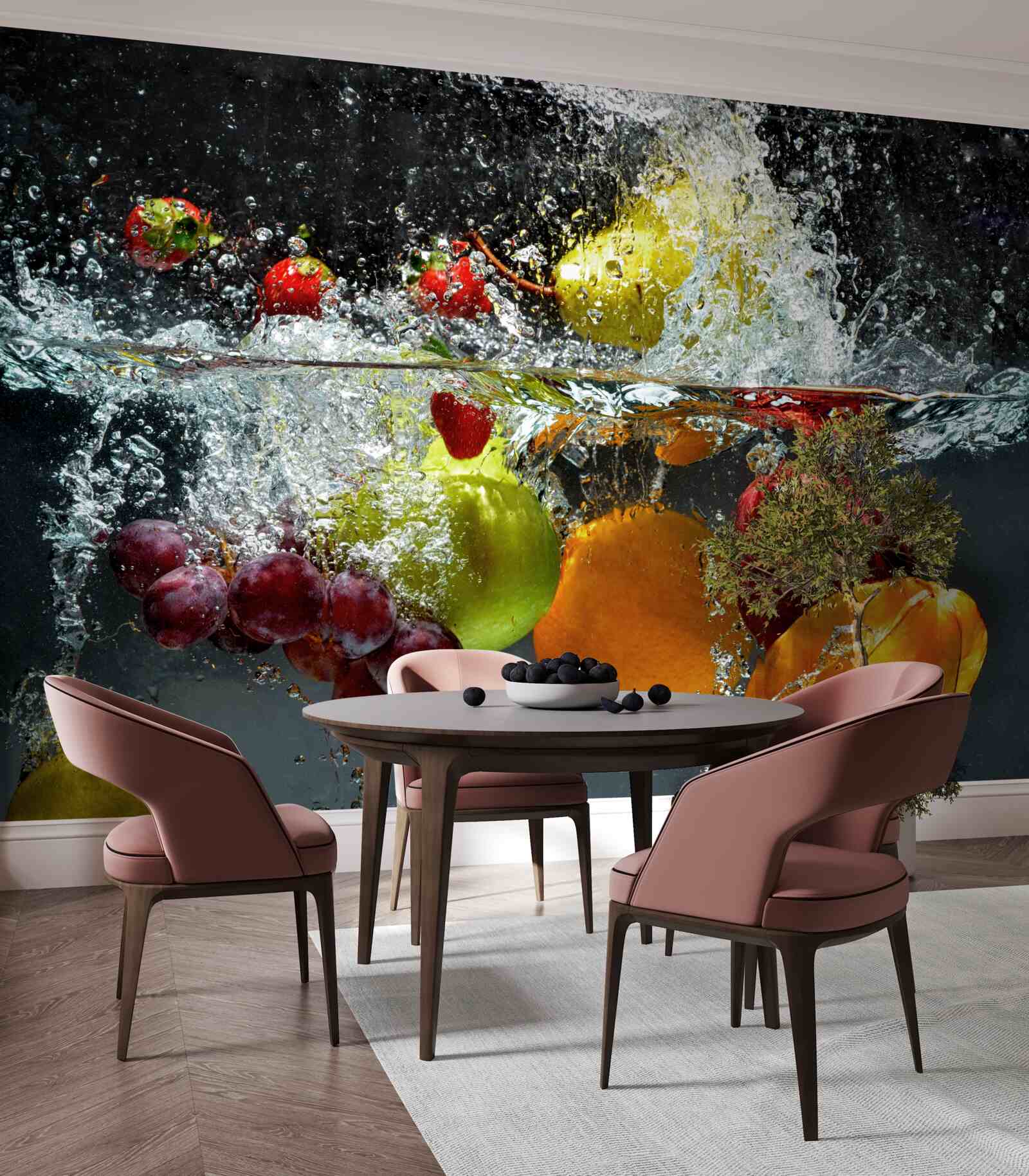 Papier peint légumes et fruits sous l'eau