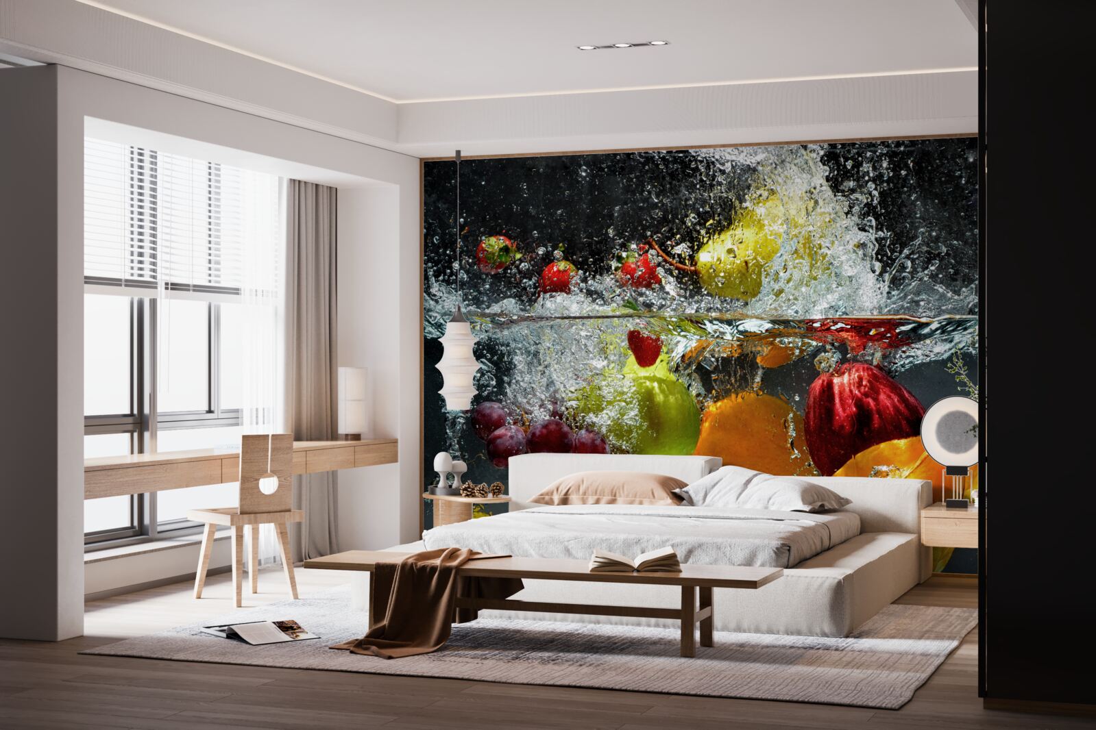 Papier peint légumes et fruits sous l'eau