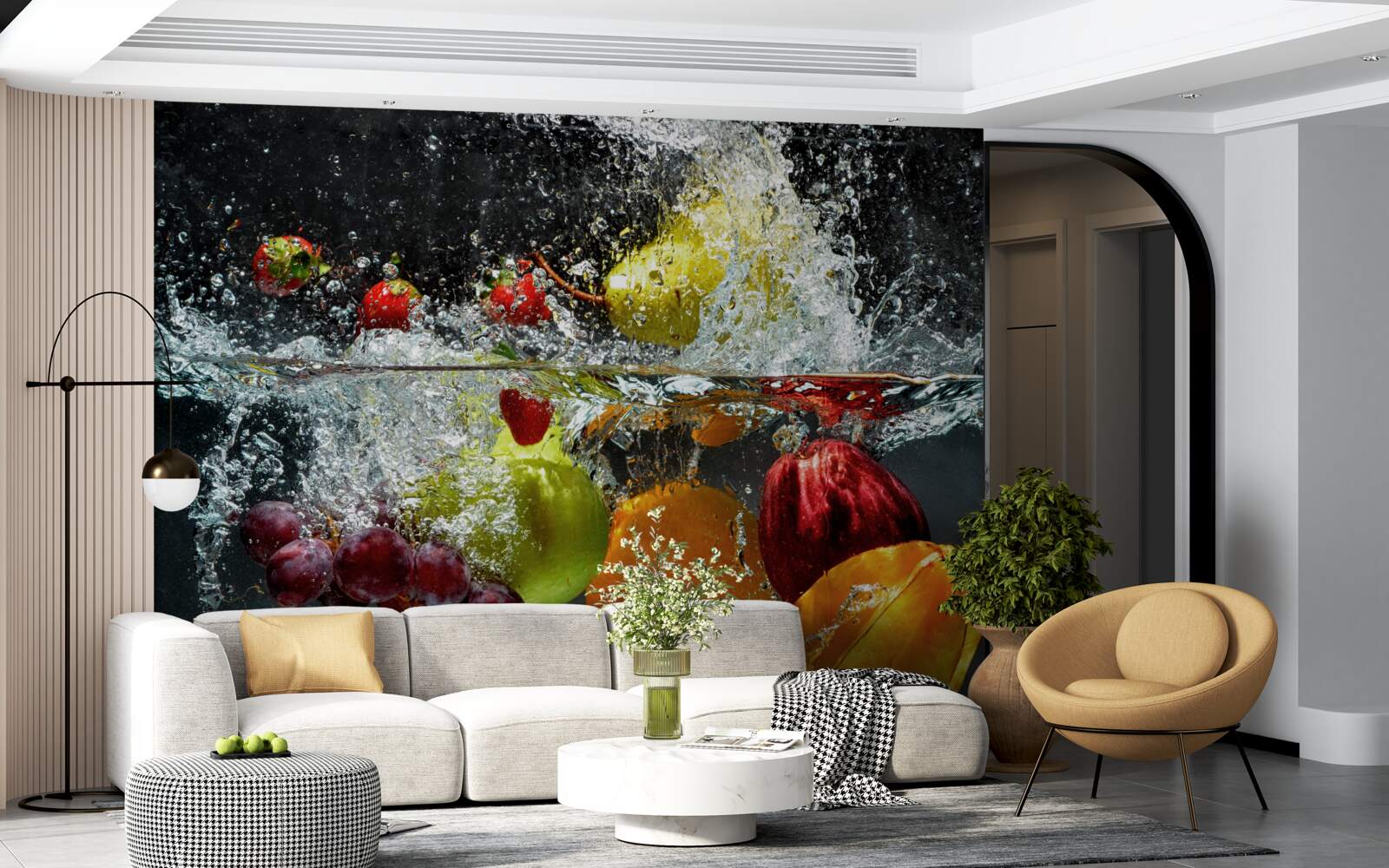 Papier peint légumes et fruits sous l'eau