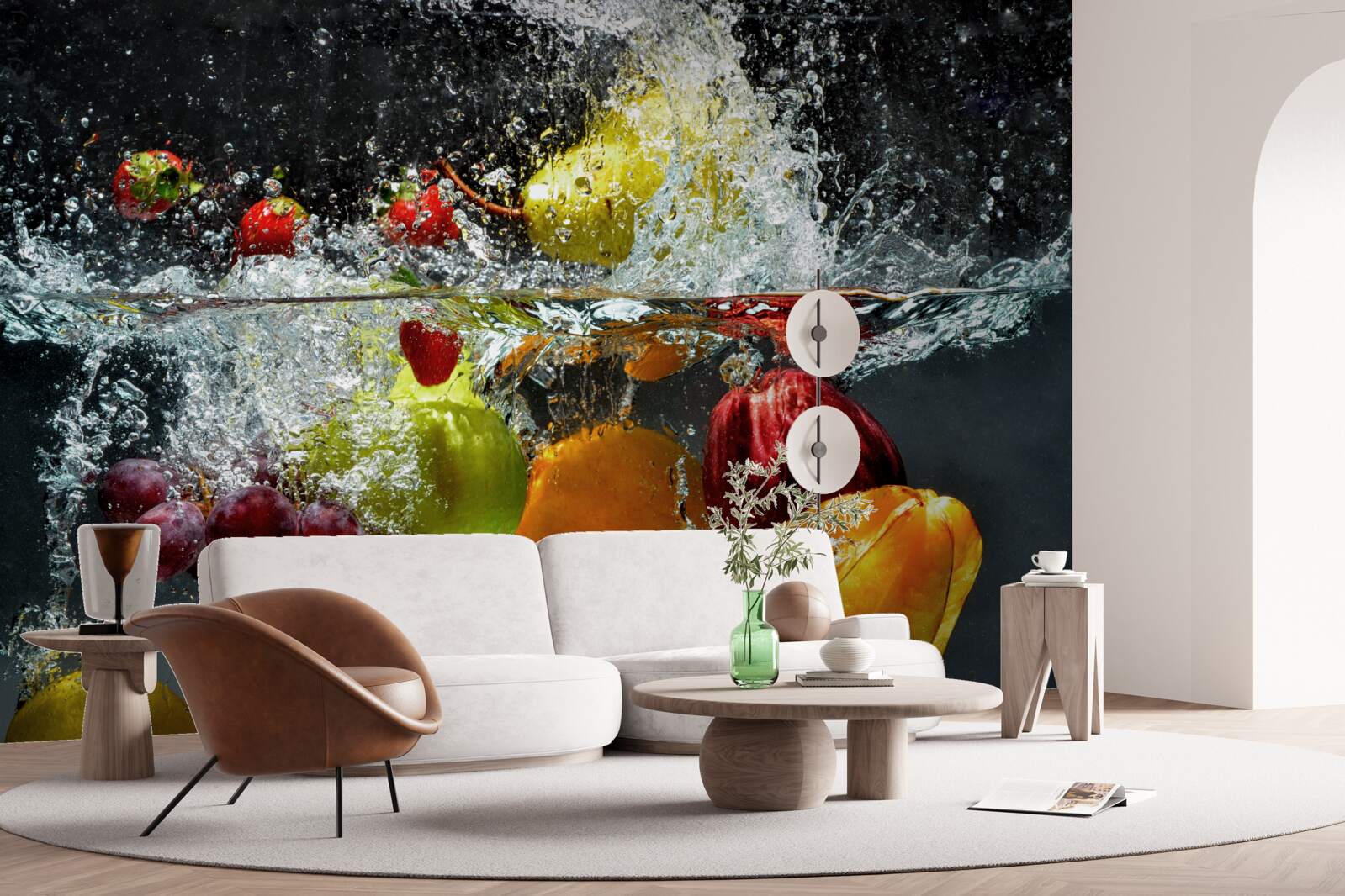 Papier peint légumes et fruits sous l'eau