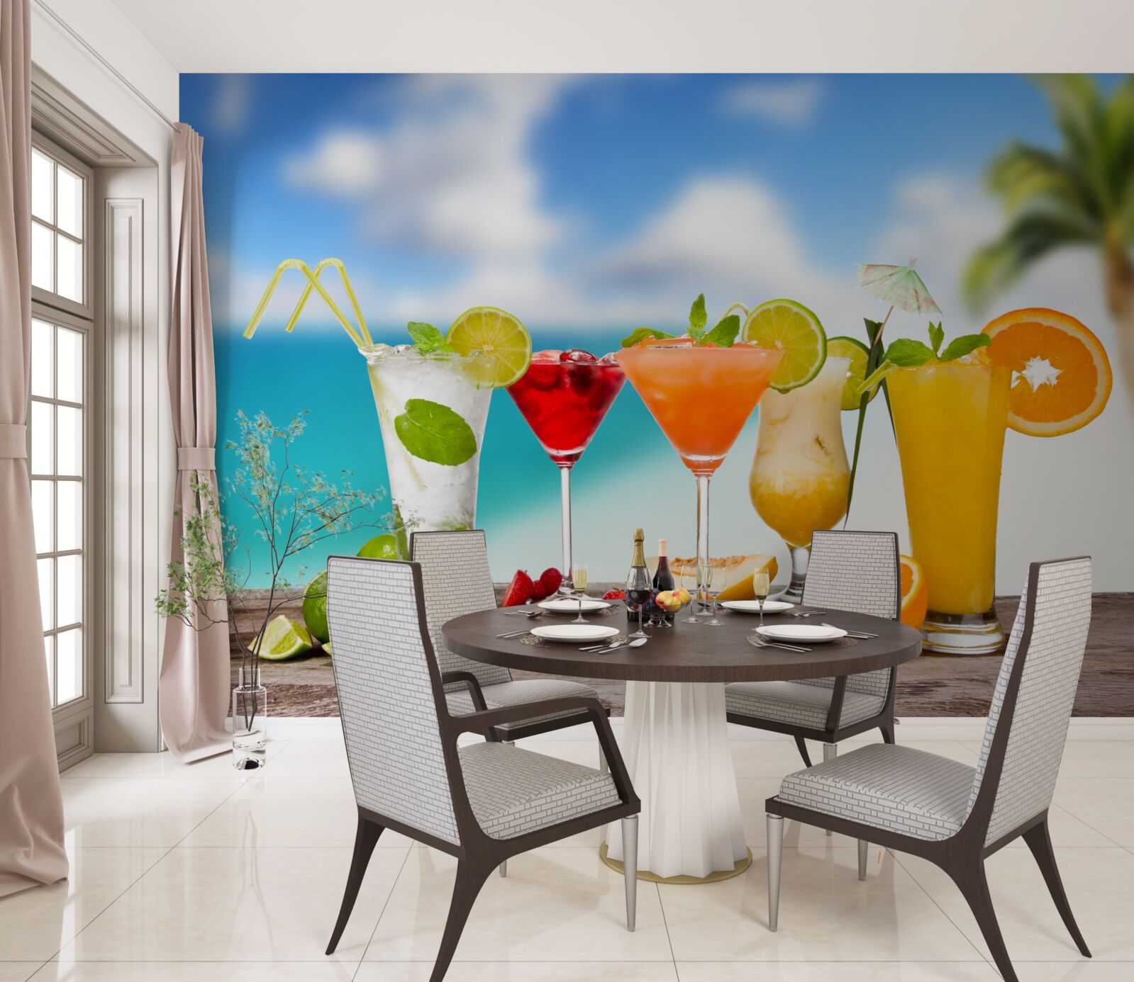Papier peint cocktails tropicaux pour l'été