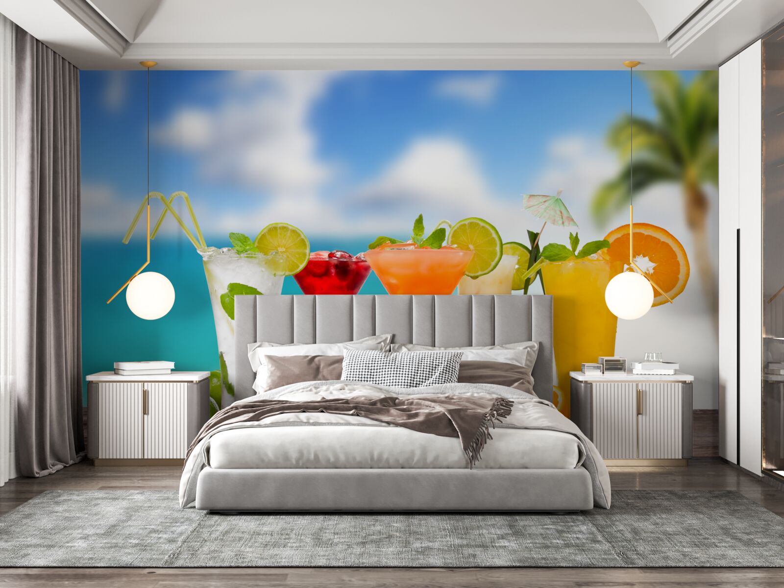 Papier peint cocktails tropicaux pour l'été