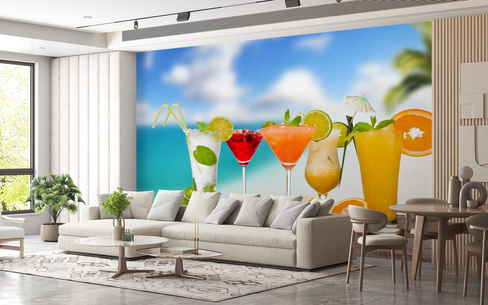 Papier peint cocktails tropicaux pour l'été