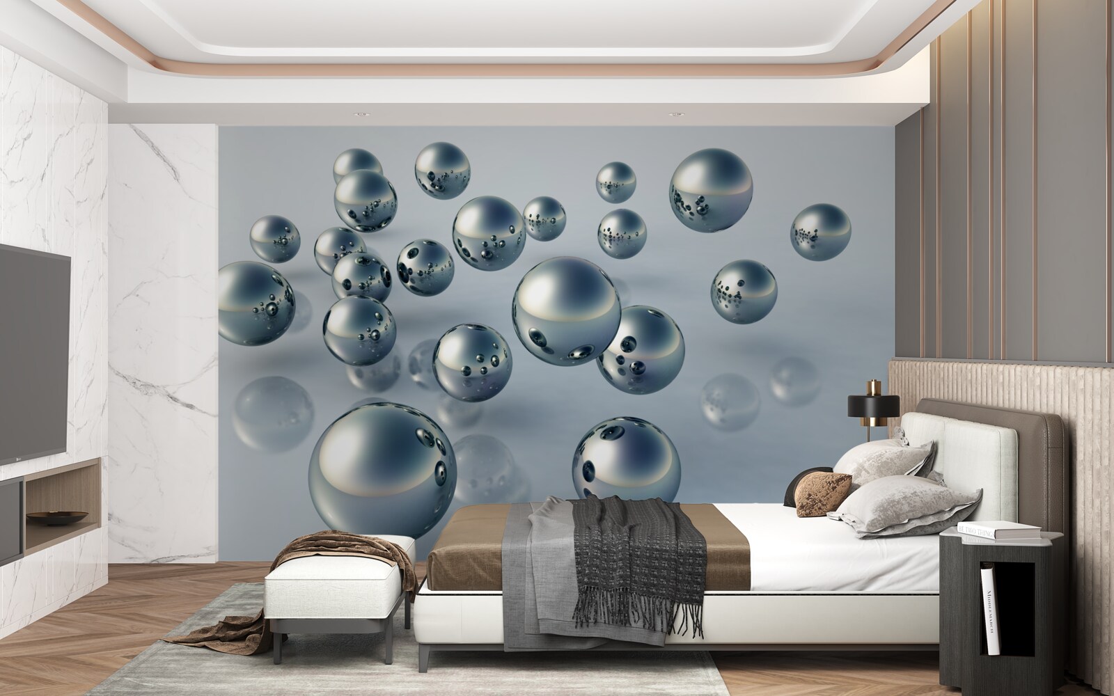 Papier peint les balles volantes sont visibles dans le reflet