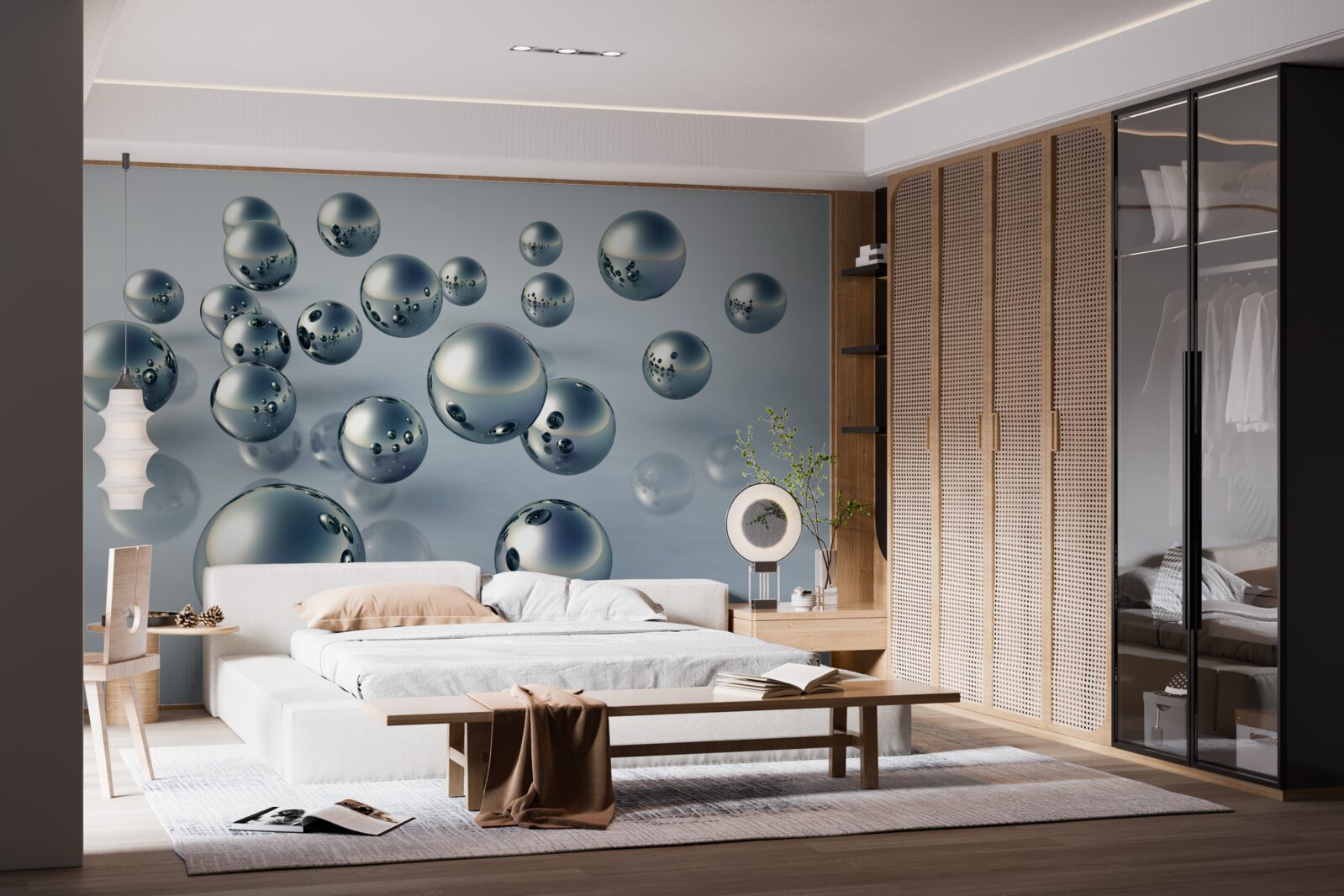 Papier peint les balles volantes sont visibles dans le reflet