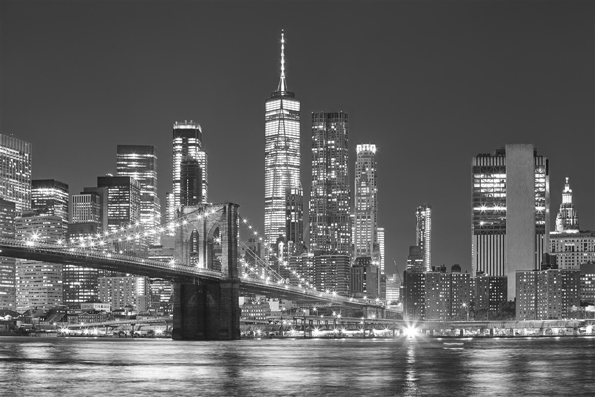 Papier peint vue nocturne du pont de manhattan