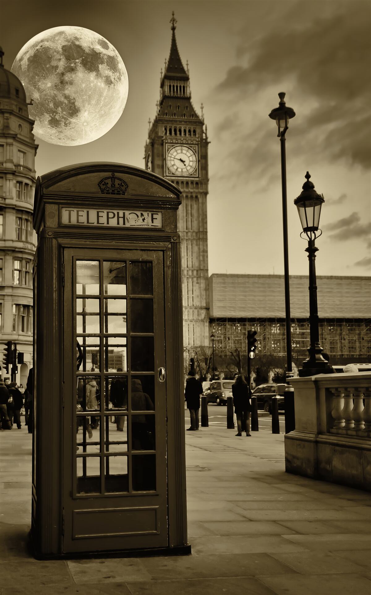 Papier peint cabine téléphonique près de Big Ben