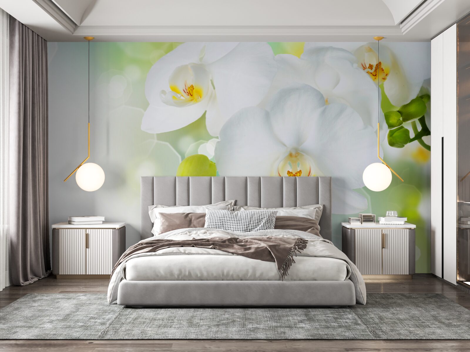 Papier peint l'orchidée blanche flotte au-dessus de l'eau
