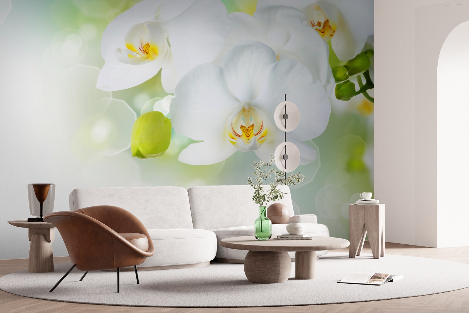 Papier peint l'orchidée blanche flotte au-dessus de l'eau