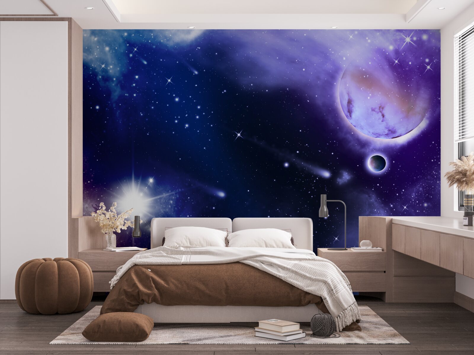Papier peint étoiles et comètes dans l'espace