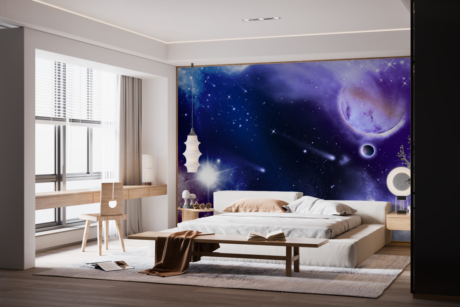 Papier peint étoiles et comètes dans l'espace