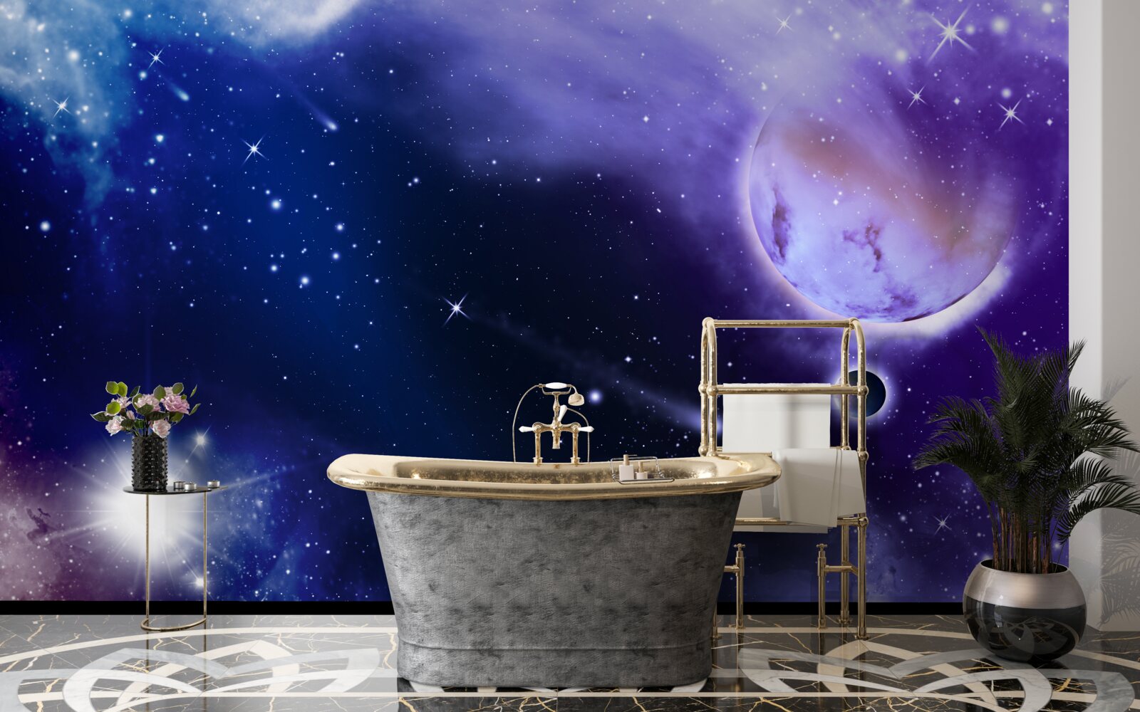Papier peint étoiles et comètes dans l'espace