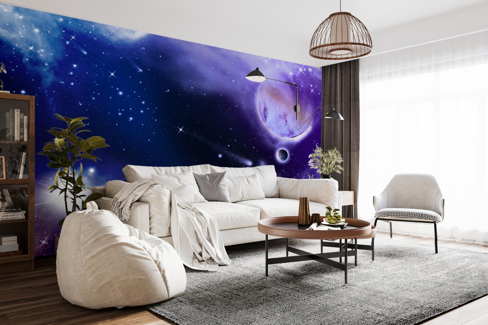 Papier peint étoiles et comètes dans l'espace