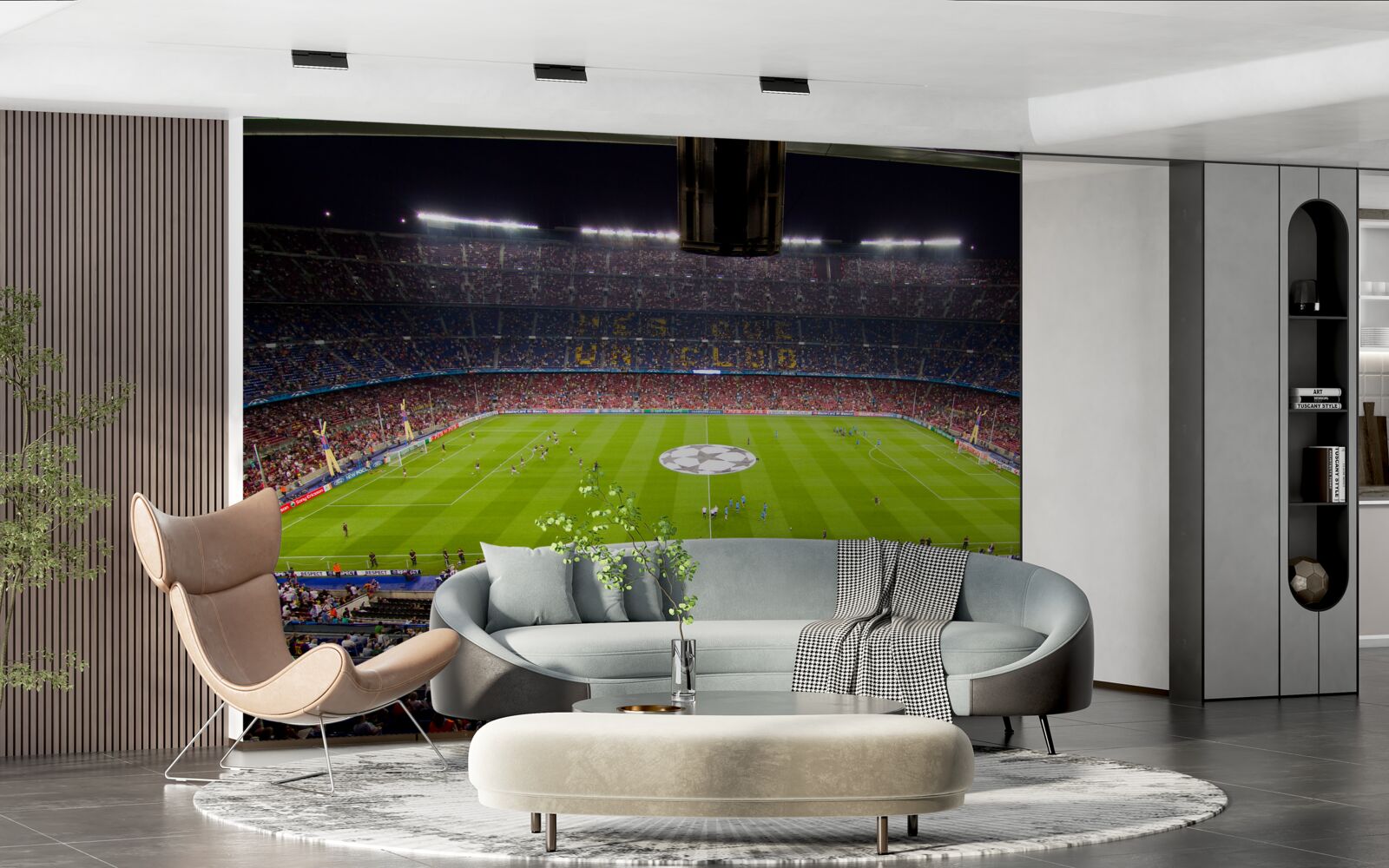 Papier peint terrain de football avec spectateurs