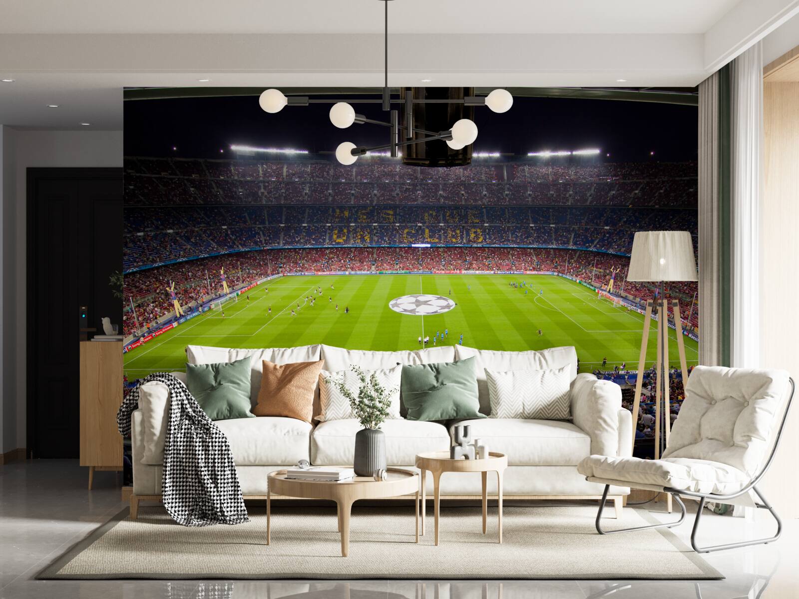 Papier peint terrain de football avec spectateurs