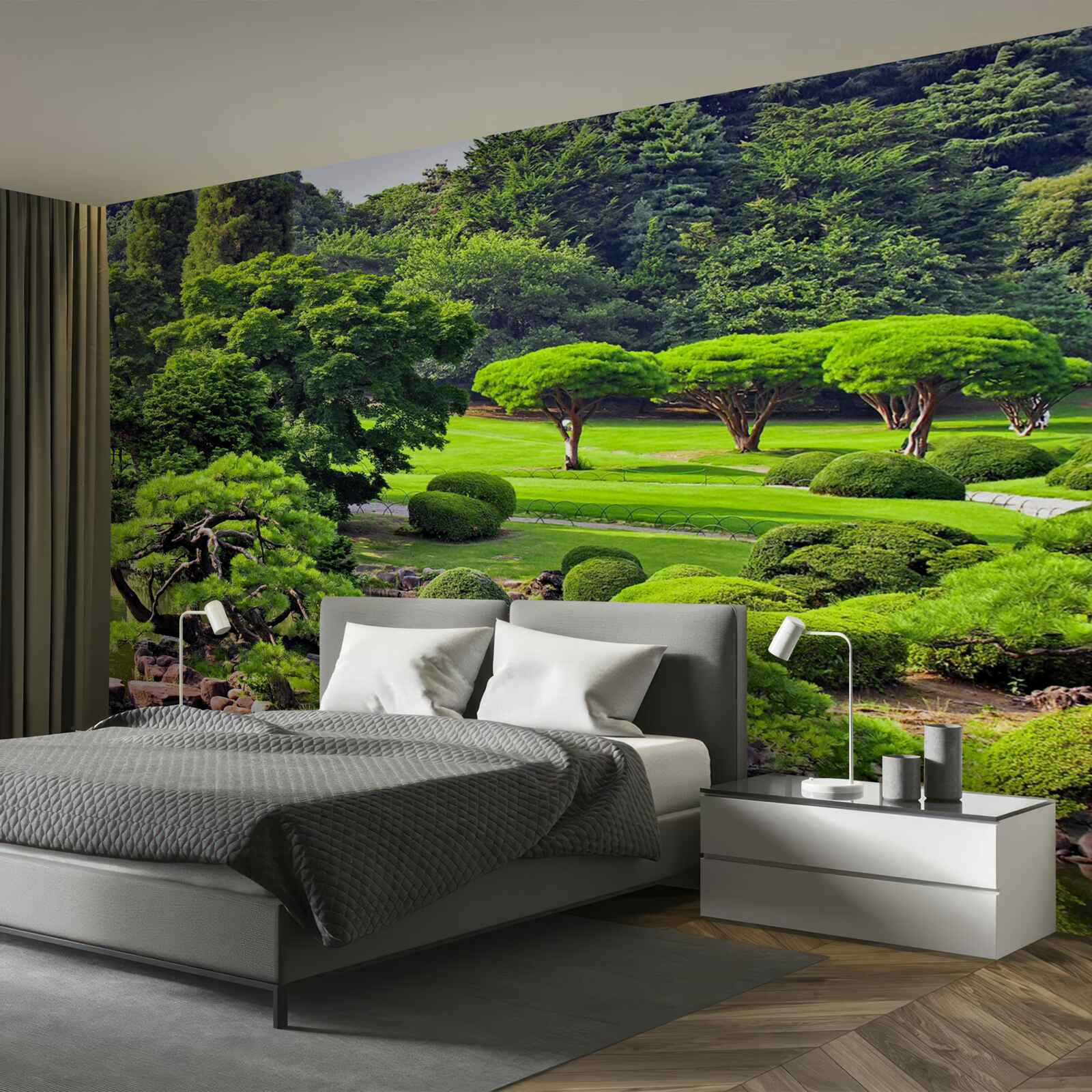 Papier peint île tropicale avec verdure luxuriante