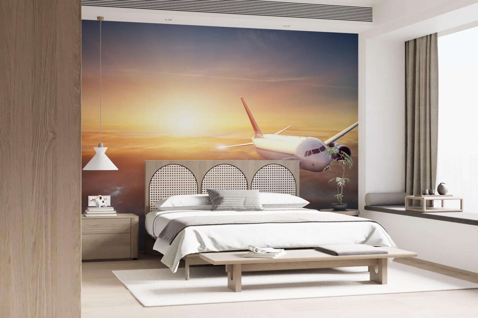 Papier peint l'avion disparaît au coucher du soleil