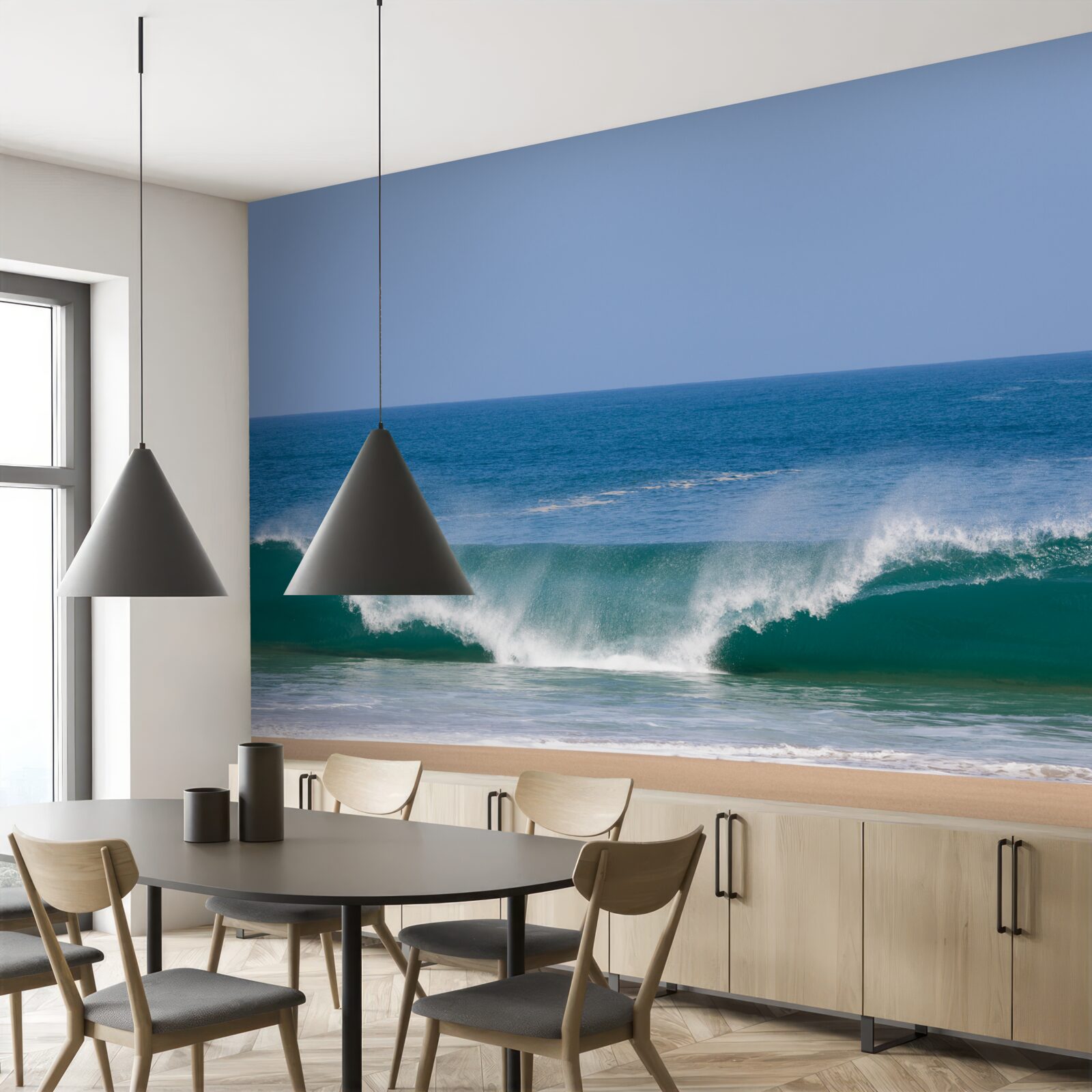 Papier peint les grandes vagues de l'océan au large des côtes