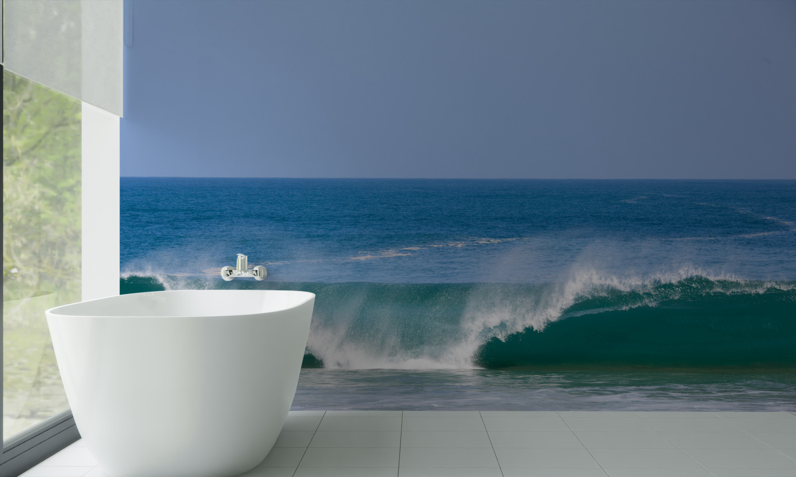 Papier peint les grandes vagues de l'océan au large des côtes