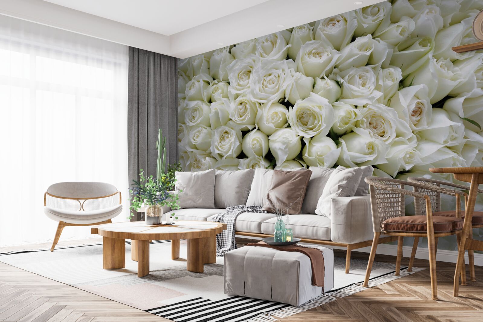 Papier peint un bouquet de nombreuses roses blanches