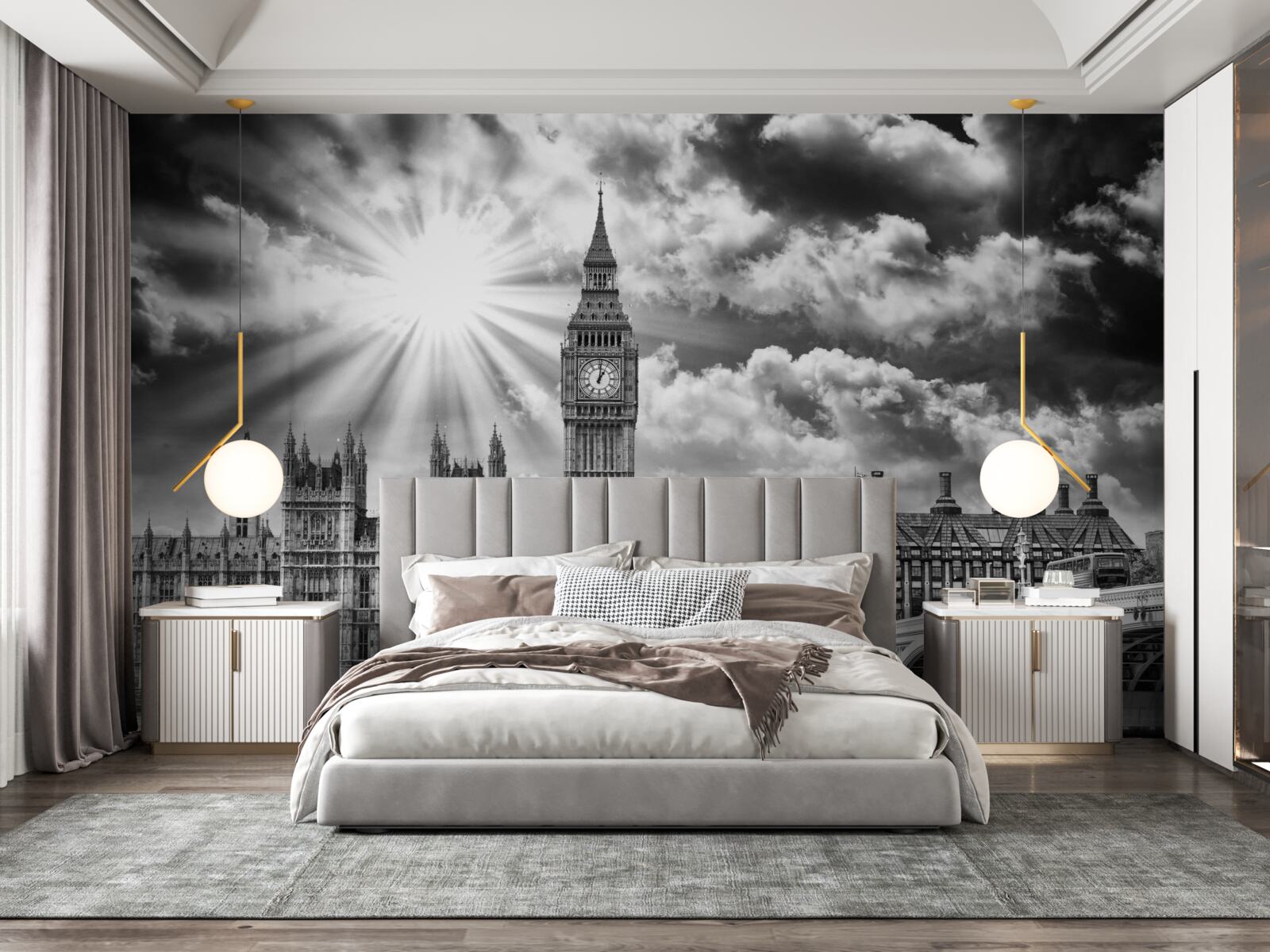 Papier peint Londres en noir et blanc par temps clair