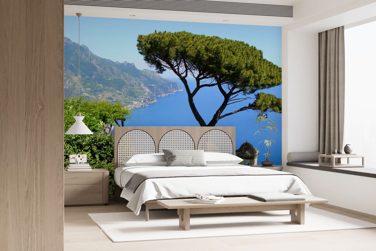 Papier peint un arbre solitaire au bord de la mer